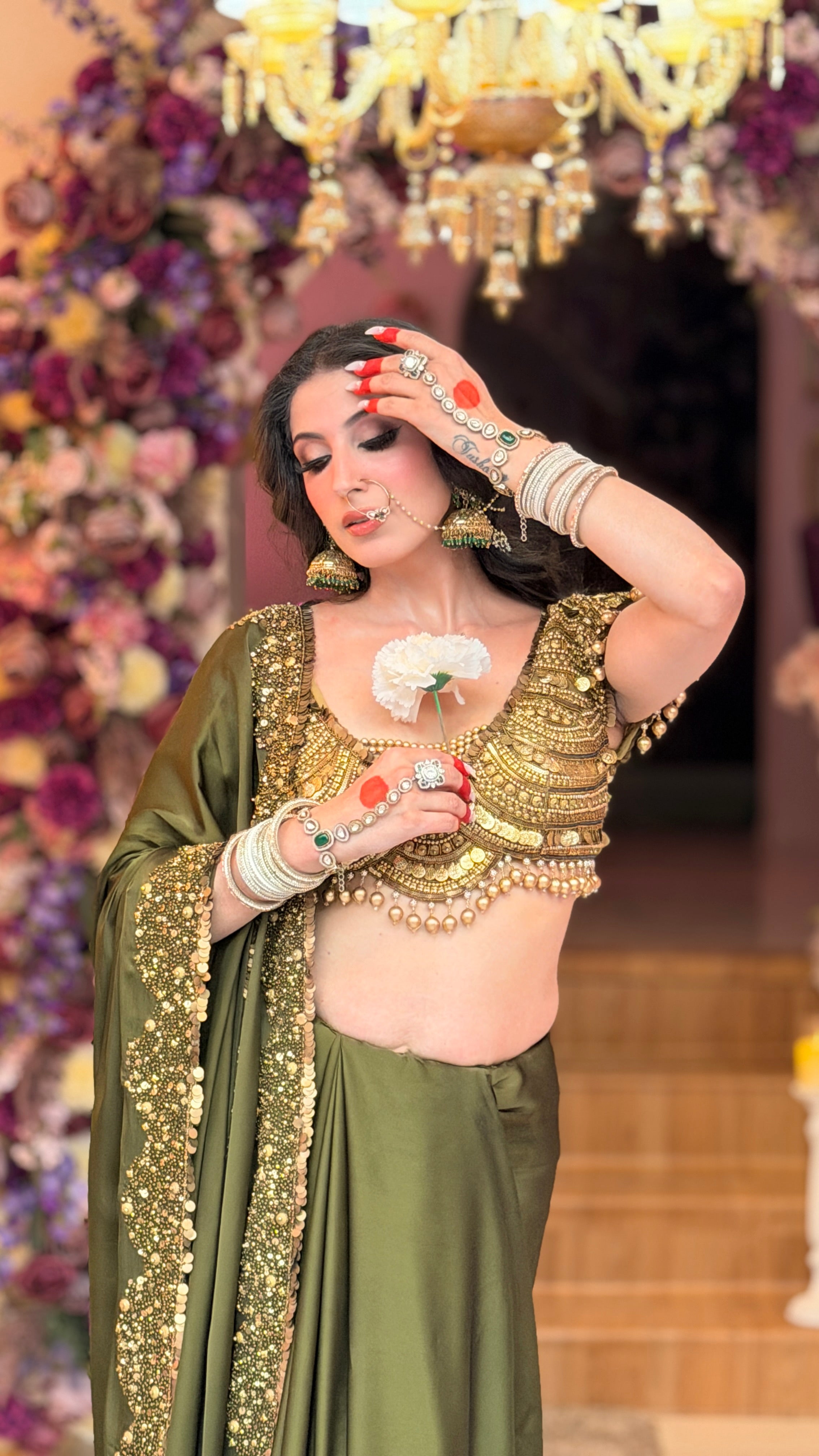 OLIVE GREEN SAREE