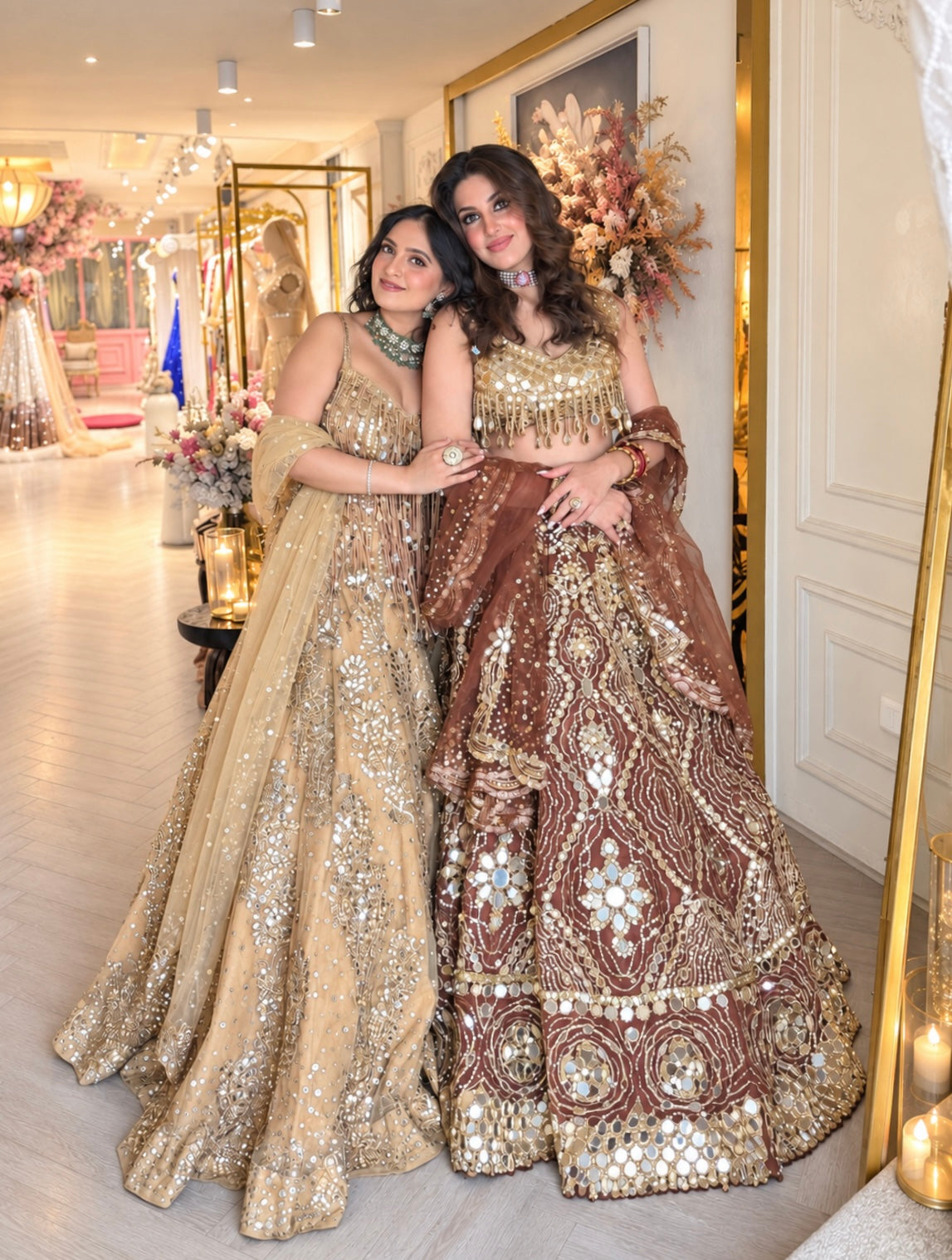 BROWN MIRROR LEHENGA