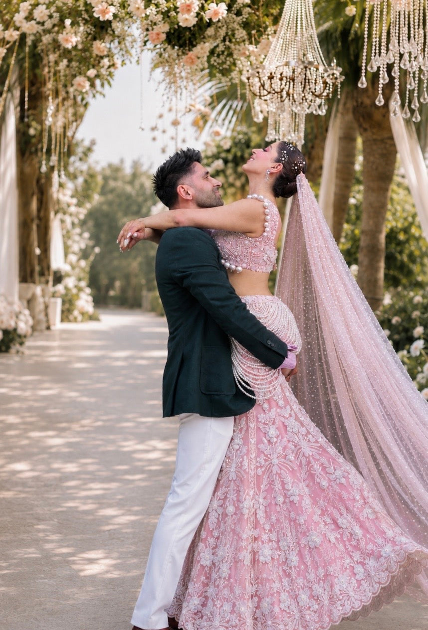 PEONY PINK FISH CUT LEHENGA