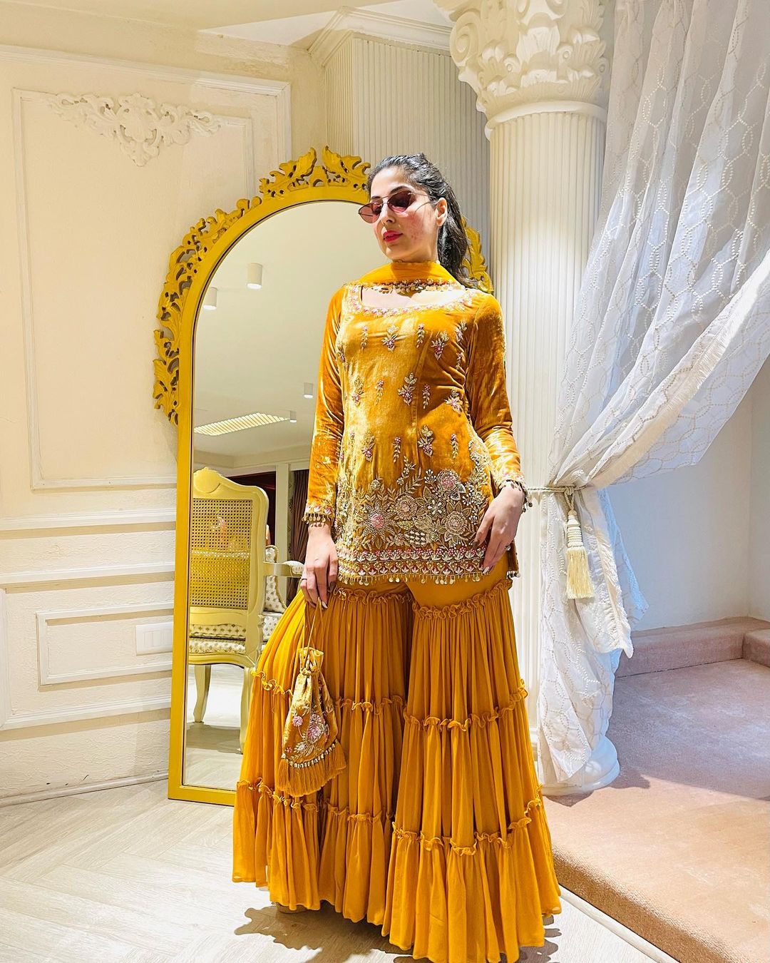 SHOP YELLOW ANARKALI SUIT WEDDING ANARKALI DRESS ONLINE KAYNAAT