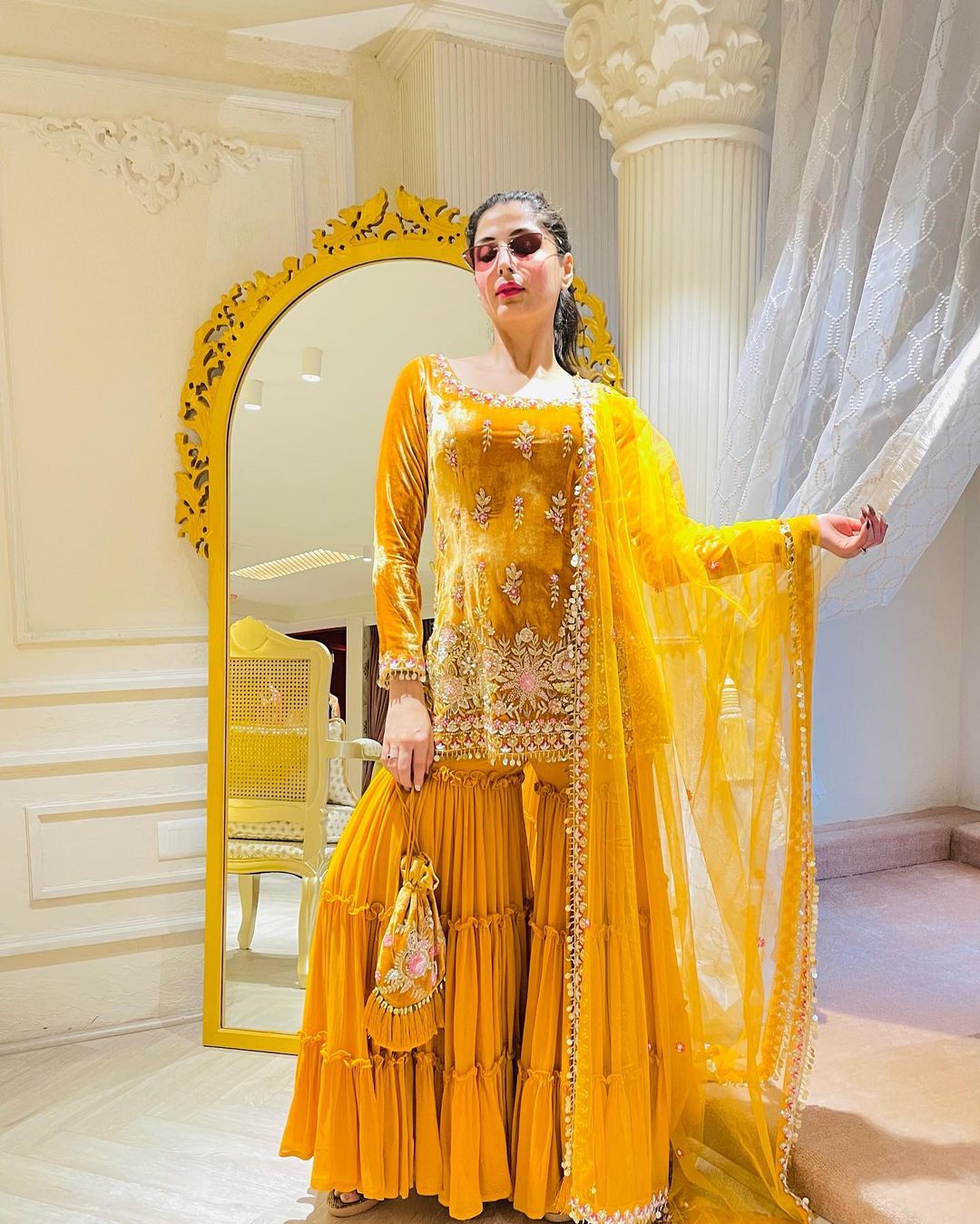 YELLOW ANARKALI SUIT - WEDDING ANARKALI DRESS ONLINE - KAYNAAT