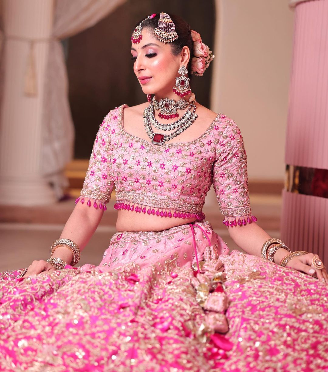 PINK EMBROIDRED LEHENGA SET