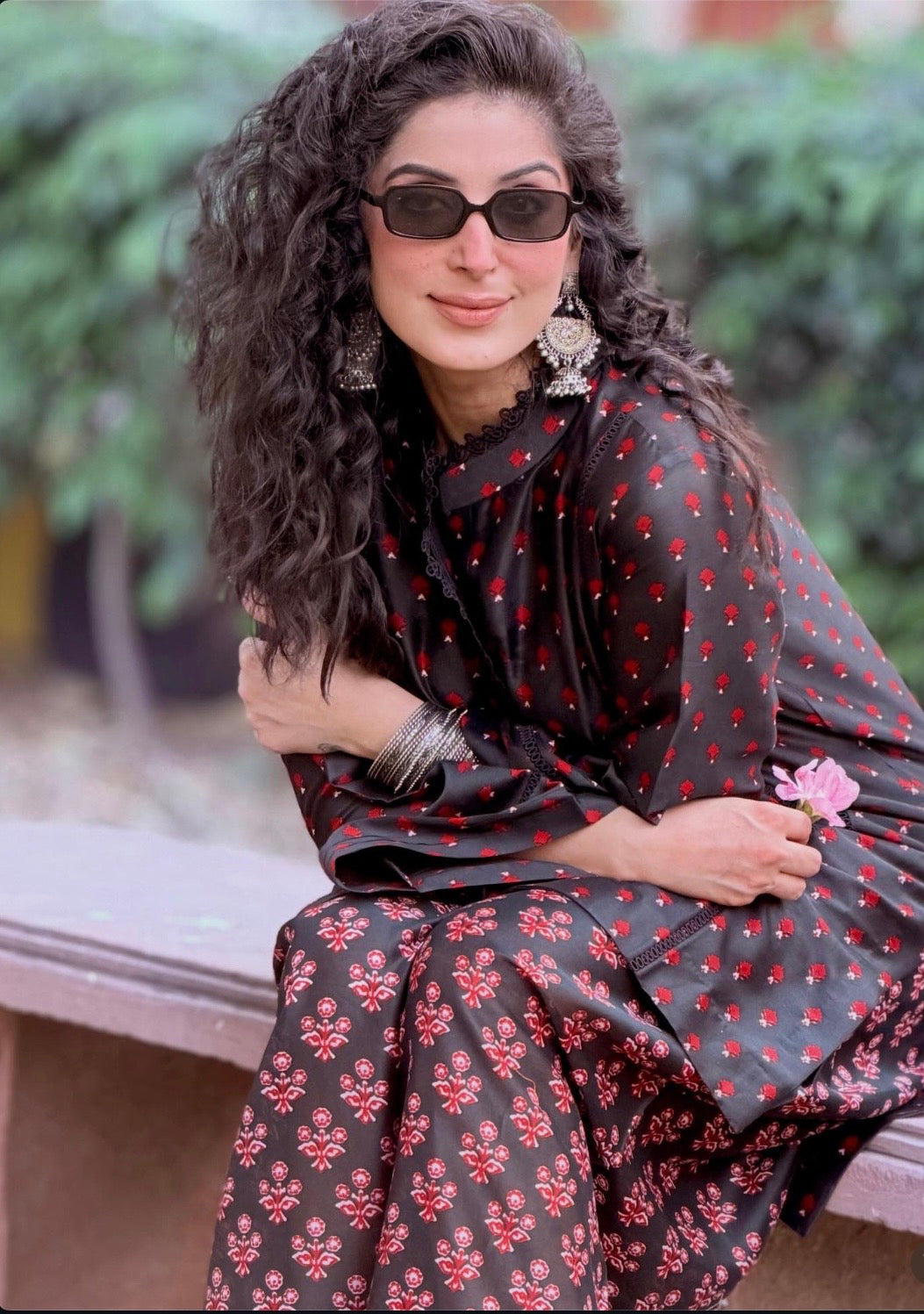 BLACK PRINTED FARSHI CO-ORD SET