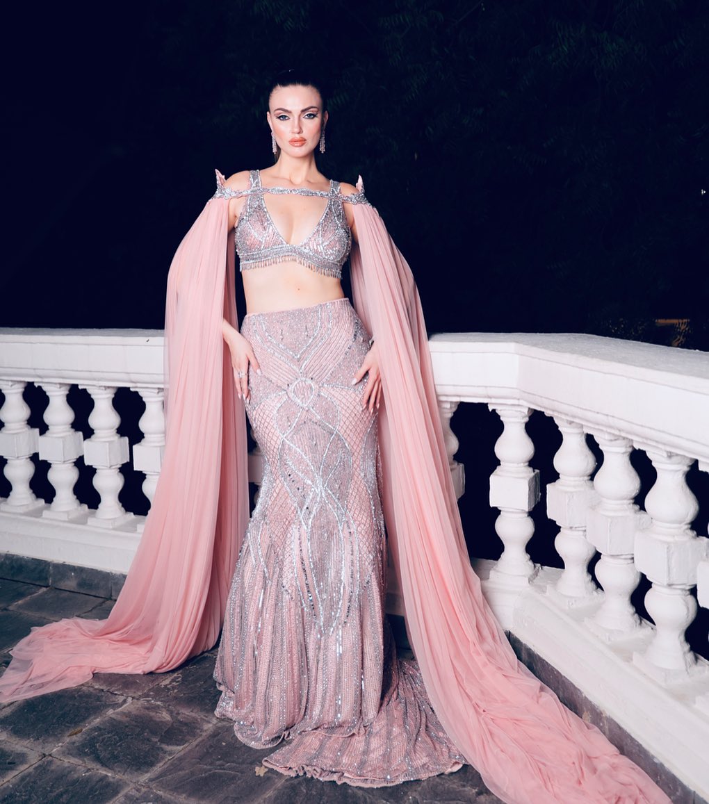 deep pink net fish cut lehenga choli with dupatta PINK FISH CUT LEHENGA