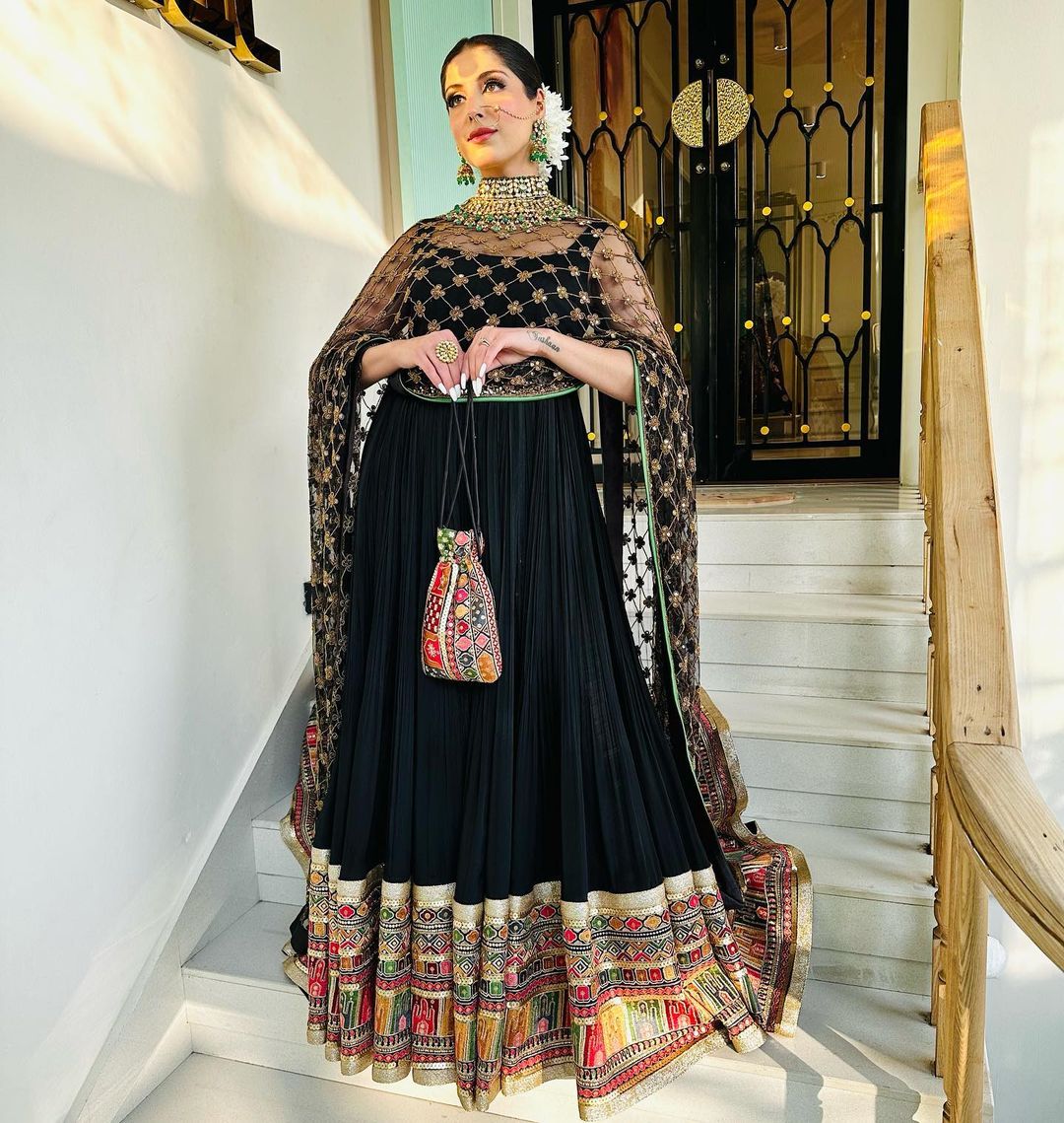 BLACK ANARKALI SUIT WITH DUPATTA GRACEFUL EMBROIDERY