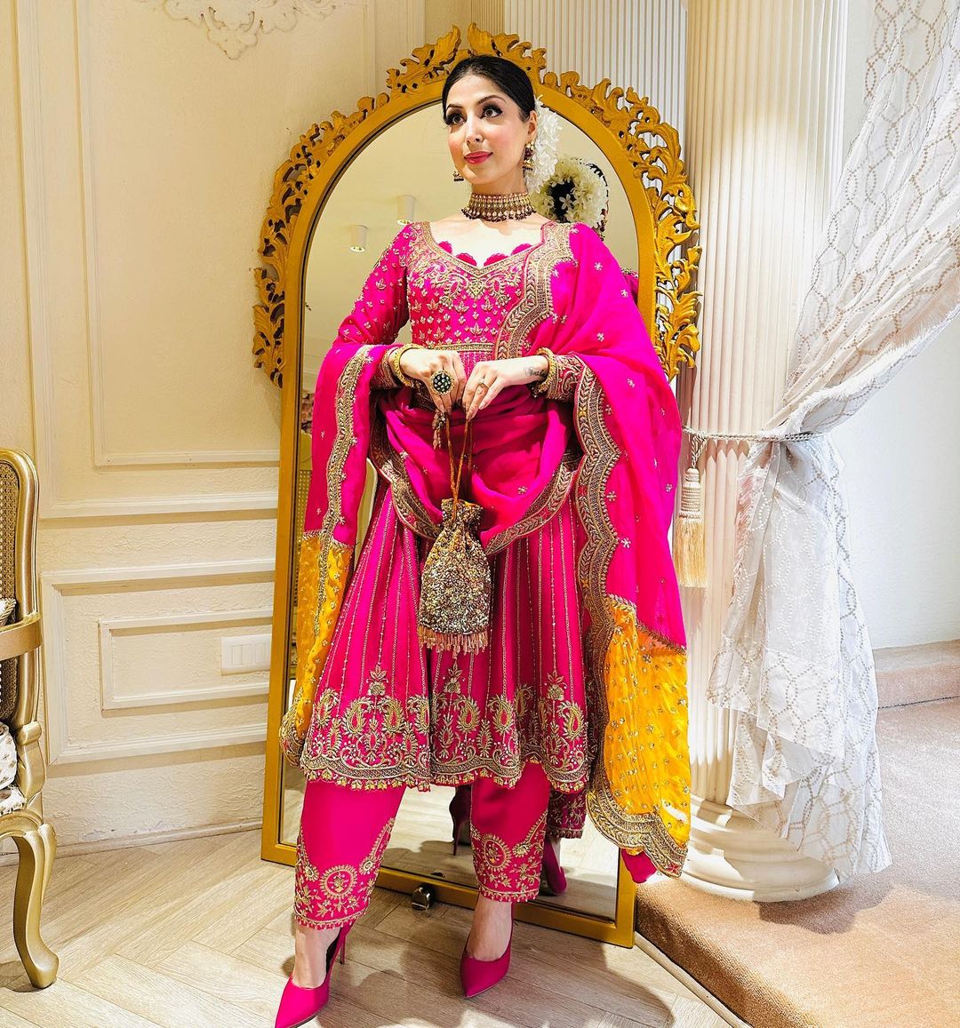PINK COLOR KURTI WITH EMBROIDERY ON TOP