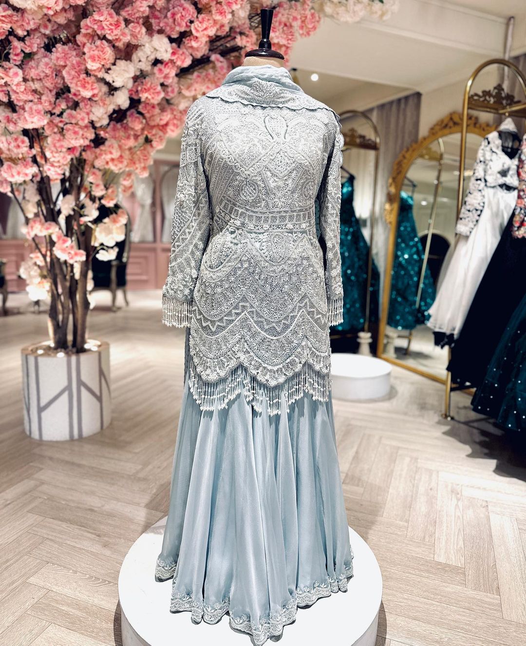 CHARCOAL GREY HEAVY ANARKALI SUIT WITH DUPATTA