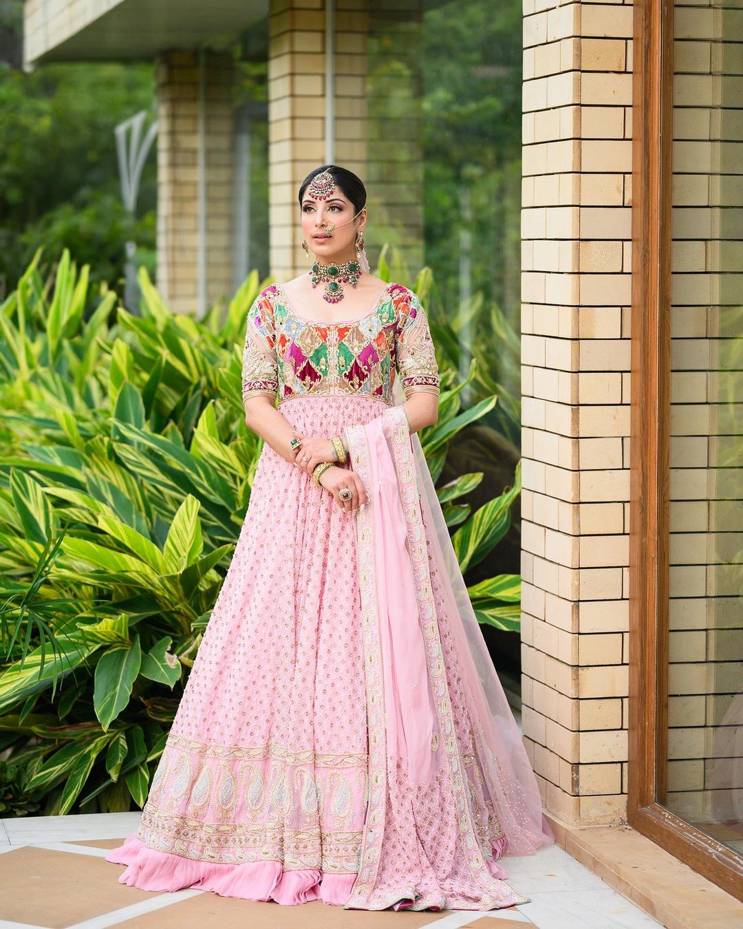BABY PINK ANARKALI SUIT WITH DUPATTA TOP