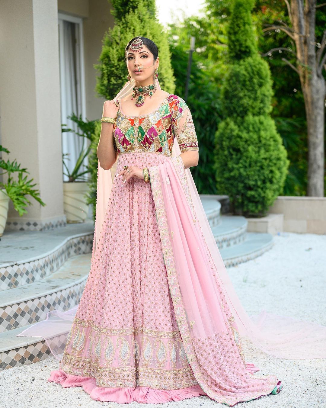 BABY PINKANARKALI SUIT WITH DUPATTA & TOP