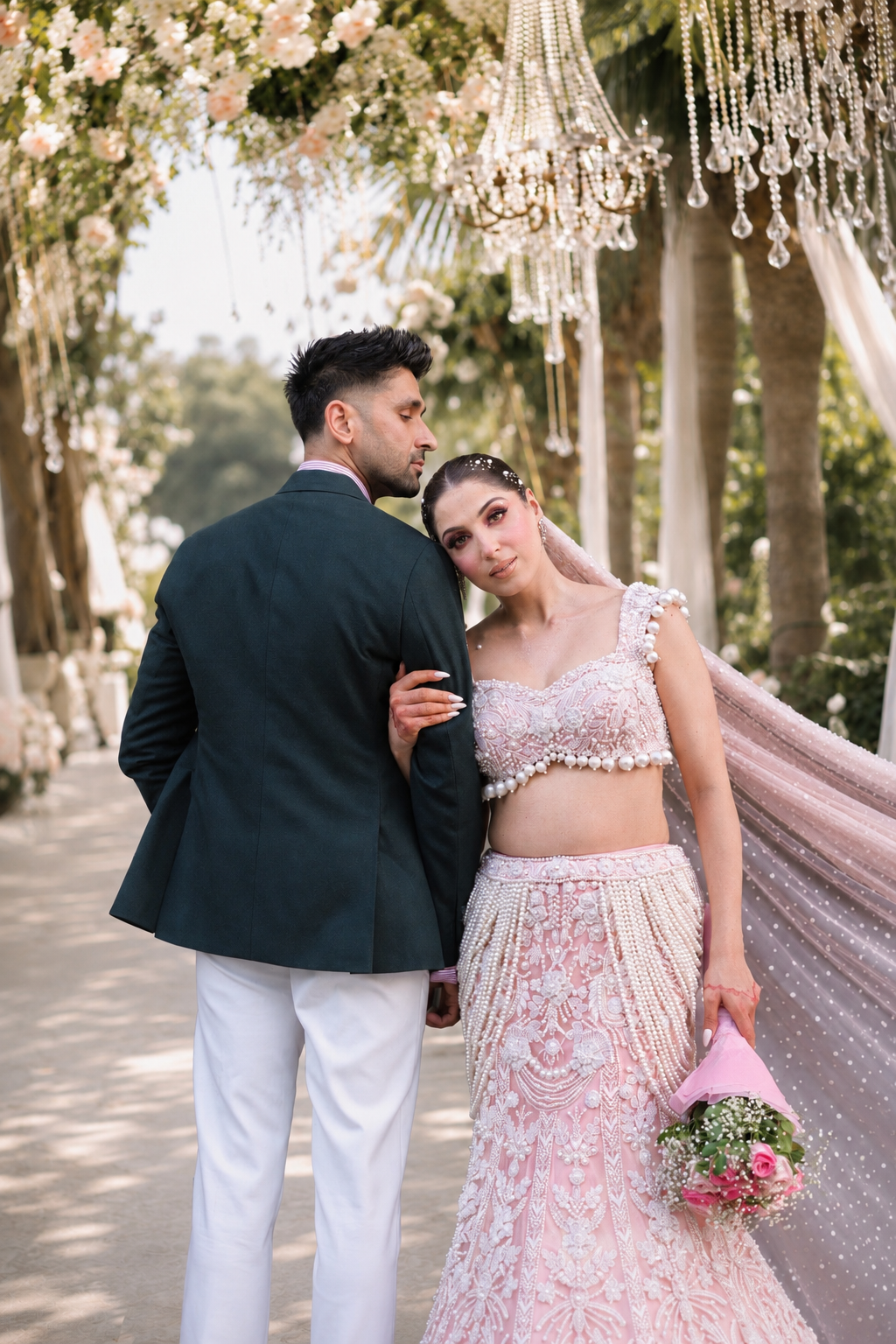 PEONY PINK FISH CUT LEHENGA
