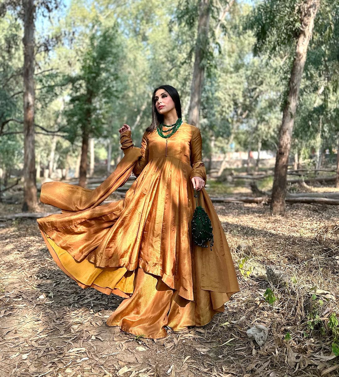 SANDY BROWN ANARKALI SUIT WITH DUPATTA