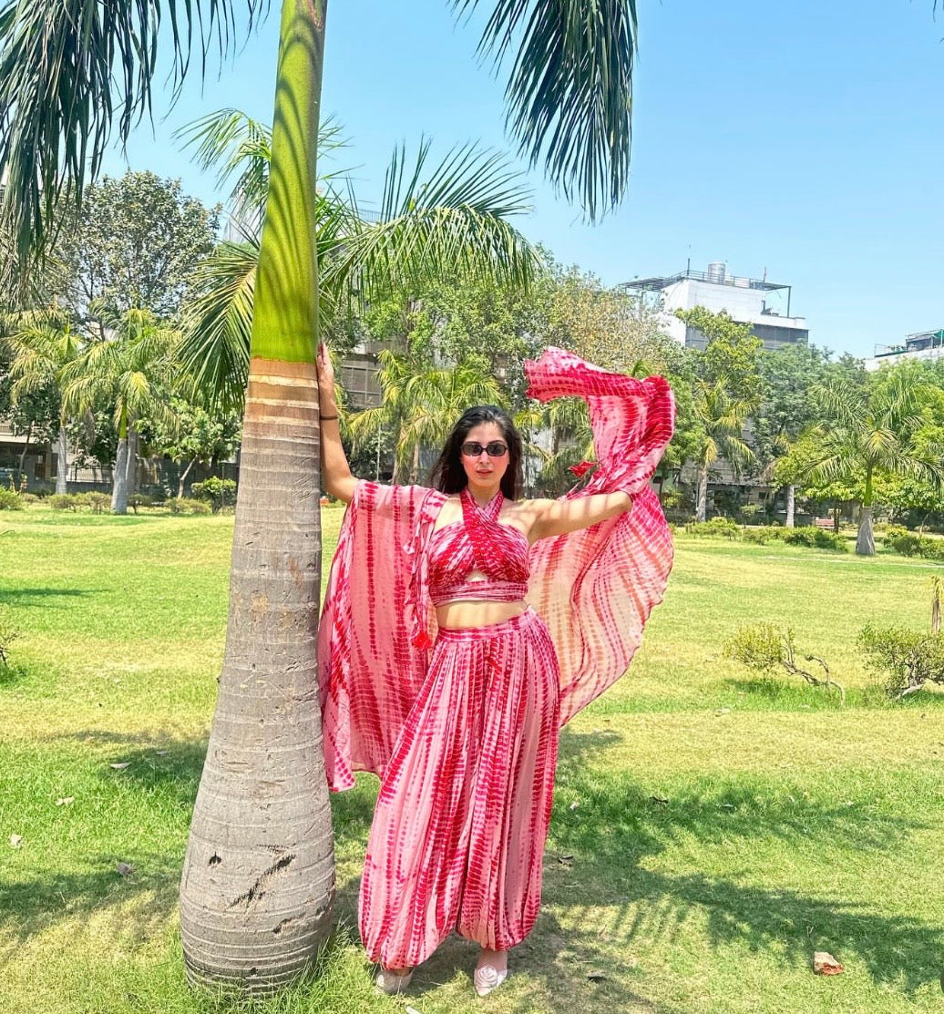 PINK AND DEEP RED TIE-DYE OUTFIT