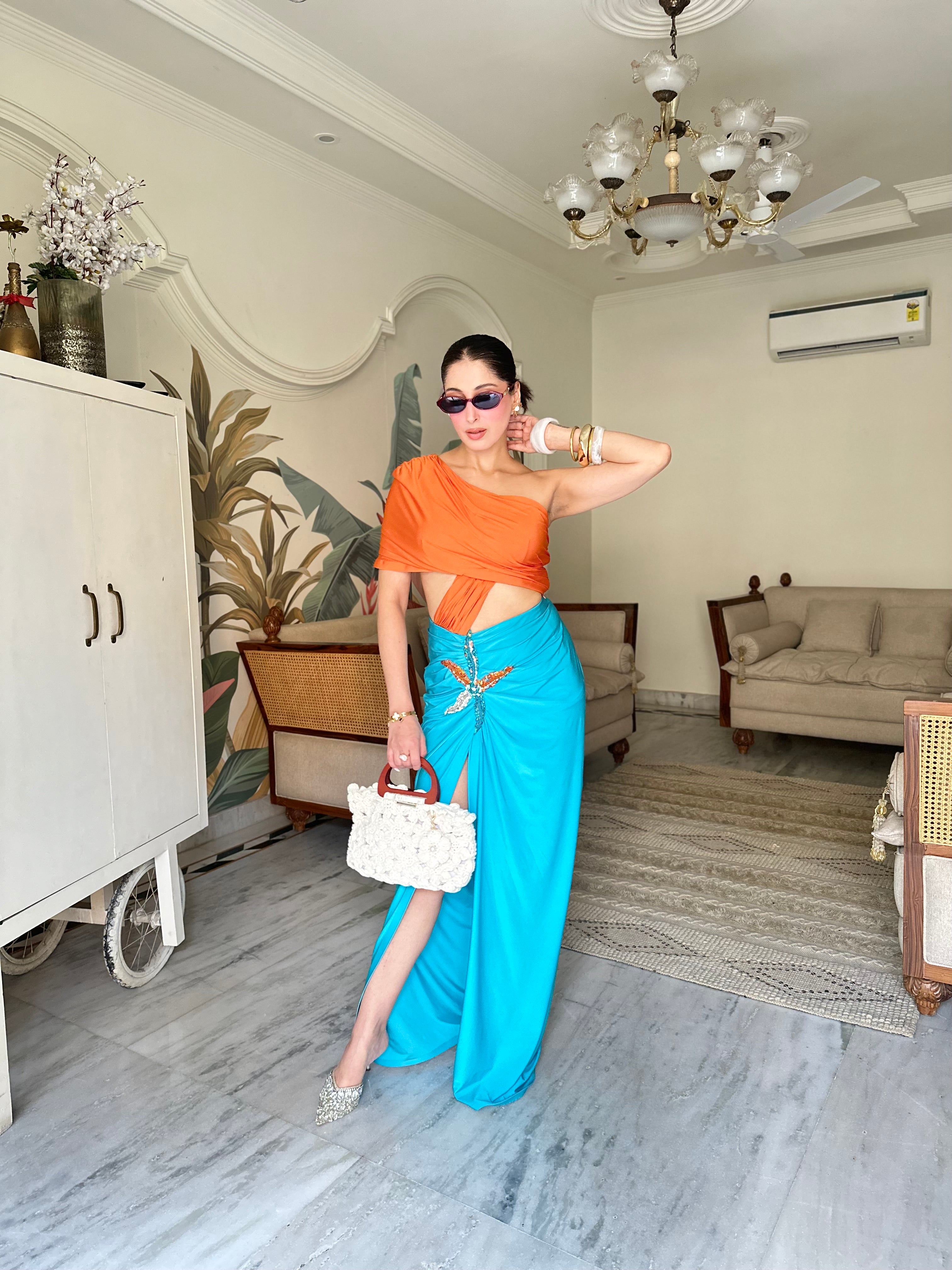 TURQUOISE DRAPED CO-ORD SET