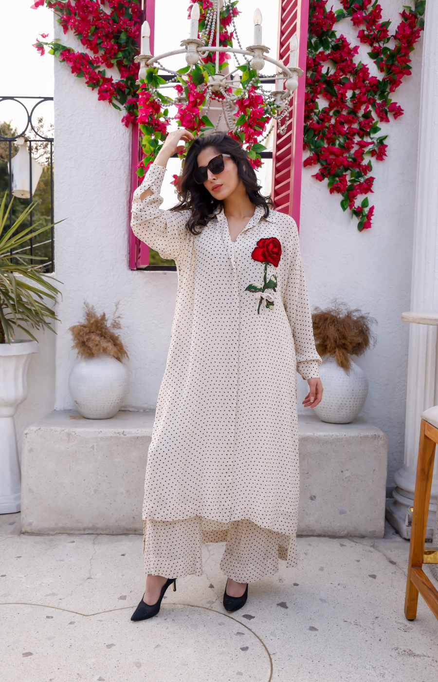 WHITE COLOR KURTI SET