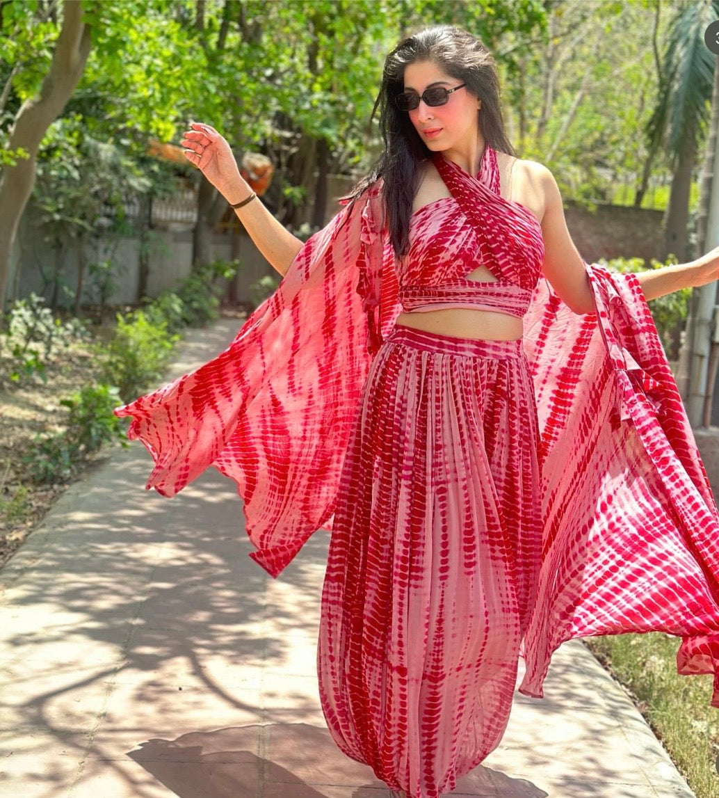 PINK AND DEEP RED TIE-DYE OUTFIT