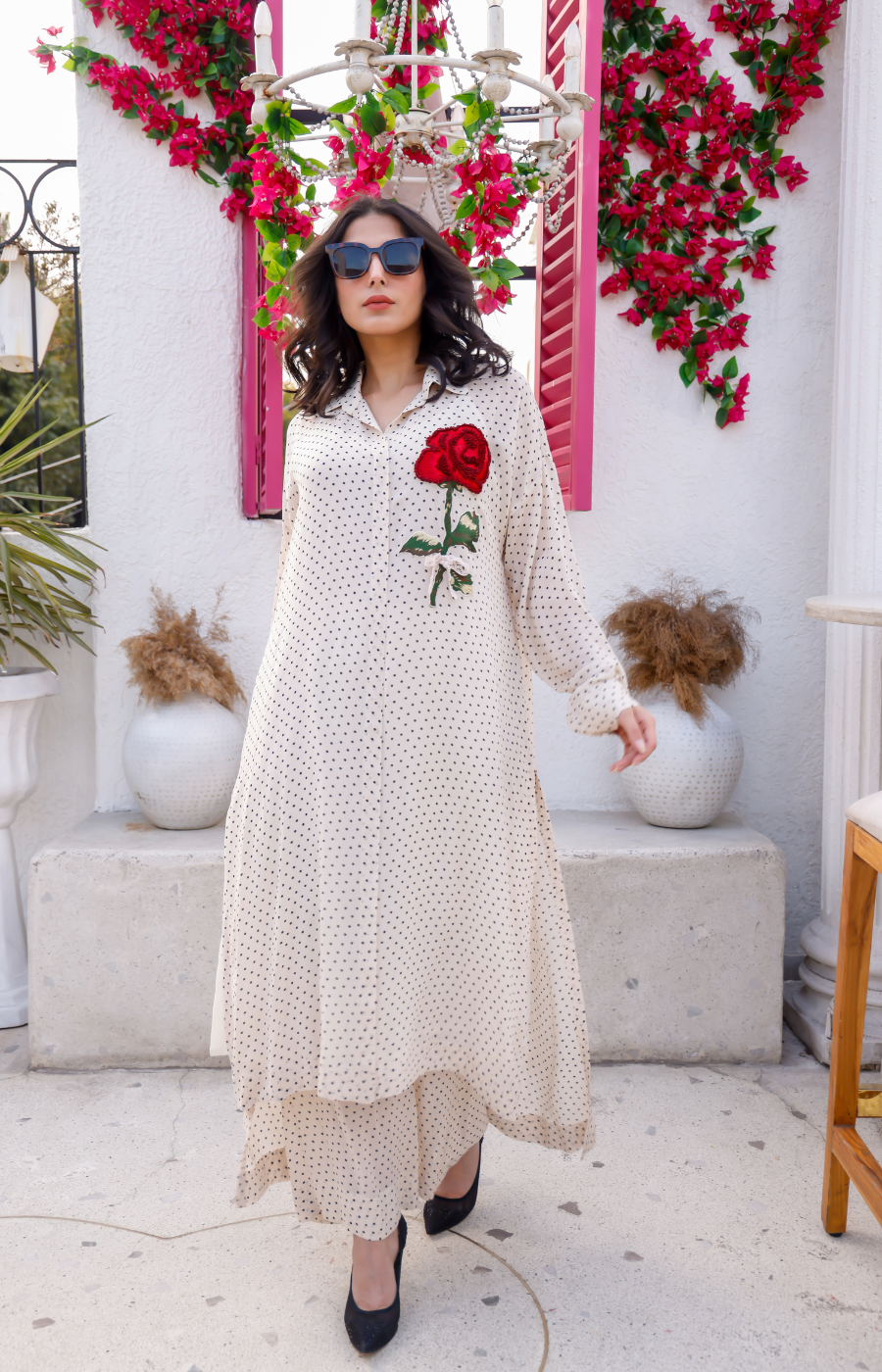 WHITE COLOR KURTI SET