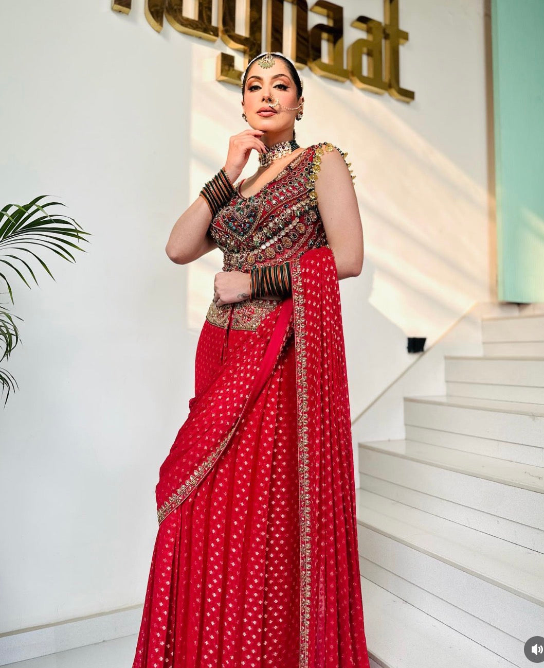 MAROON DRAPE SAREE