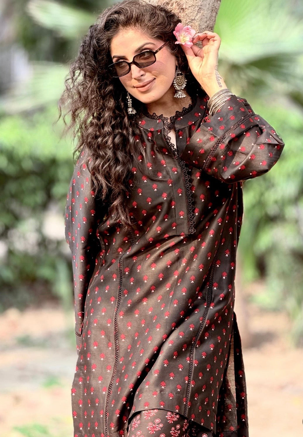 BLACK PRINTED FARSHI CO-ORD SET
