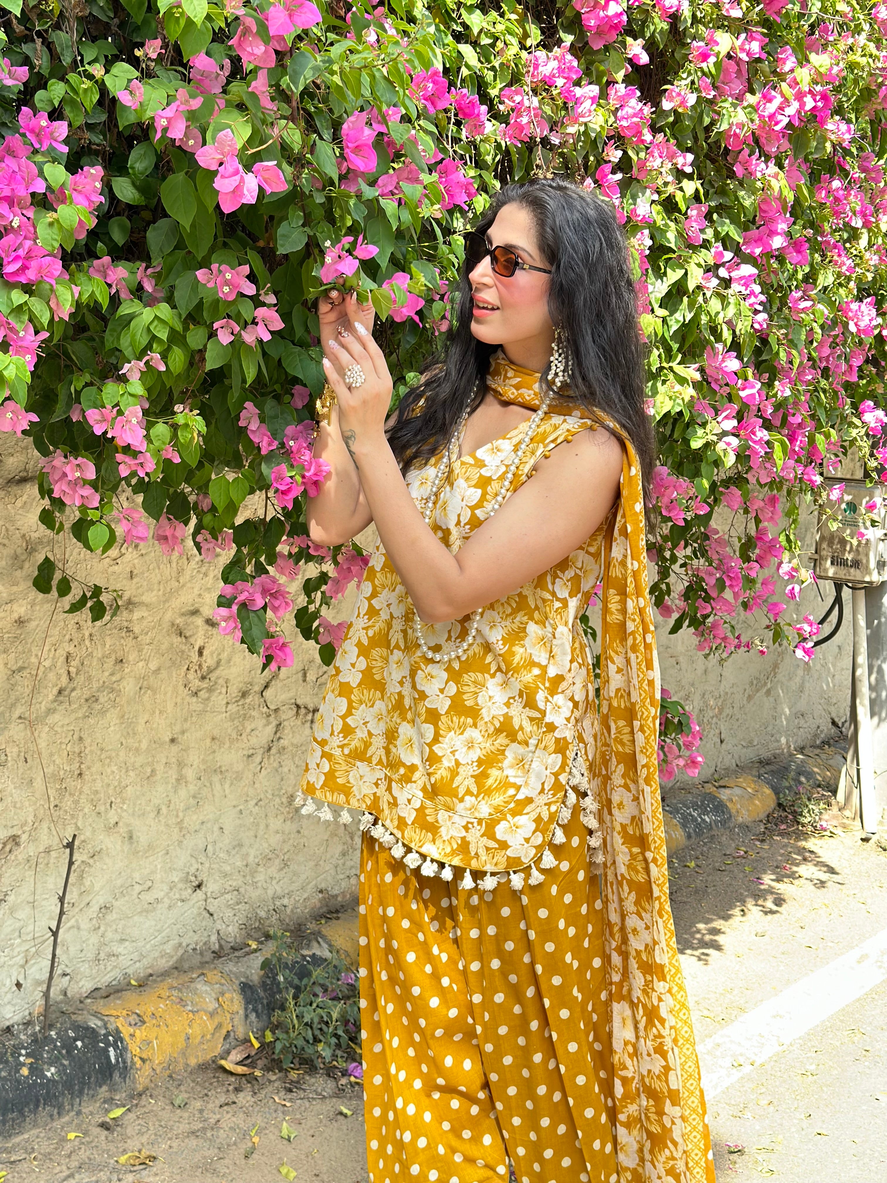 MUSTARD PRINTED SUIT