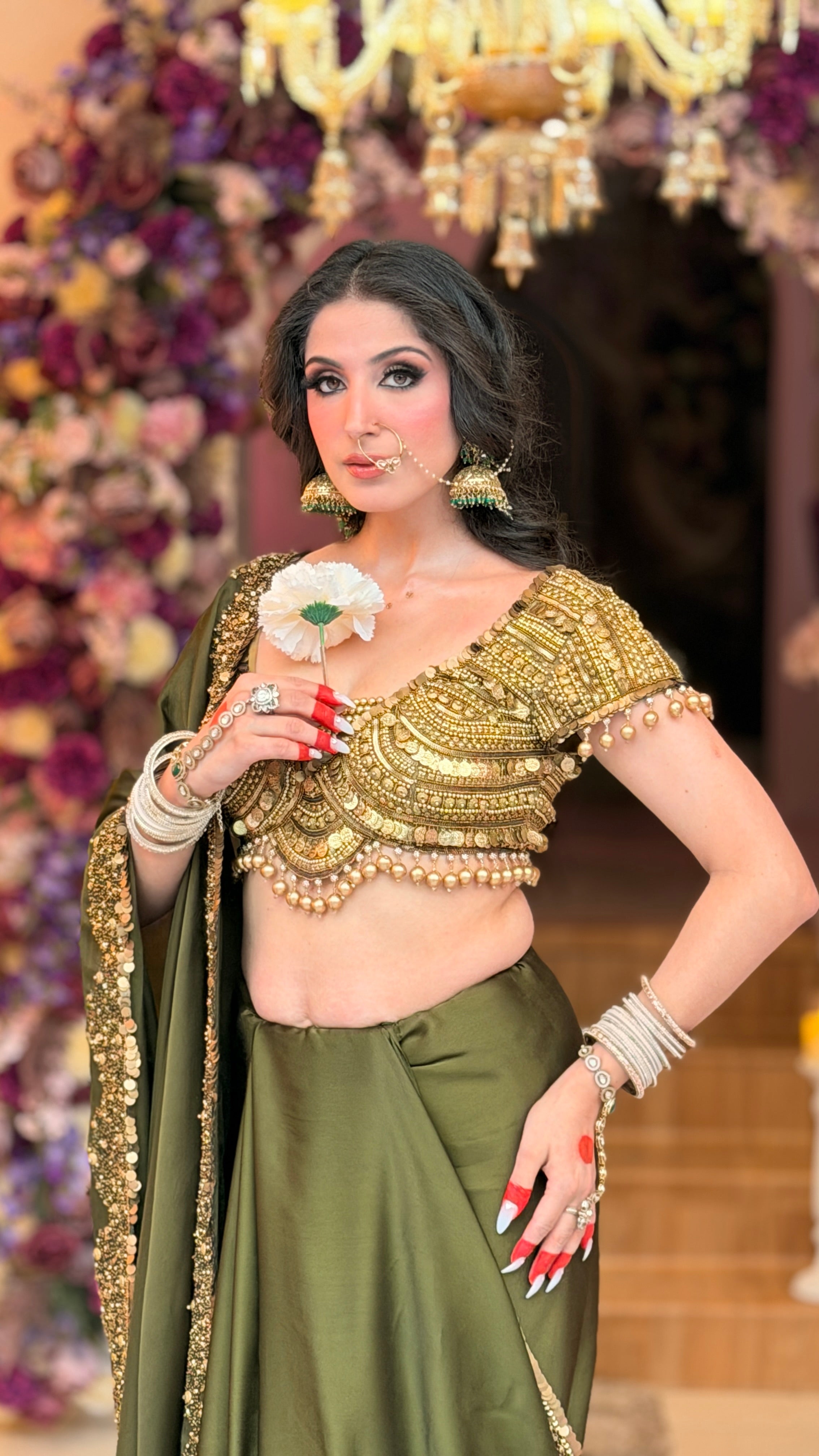 OLIVE GREEN SAREE