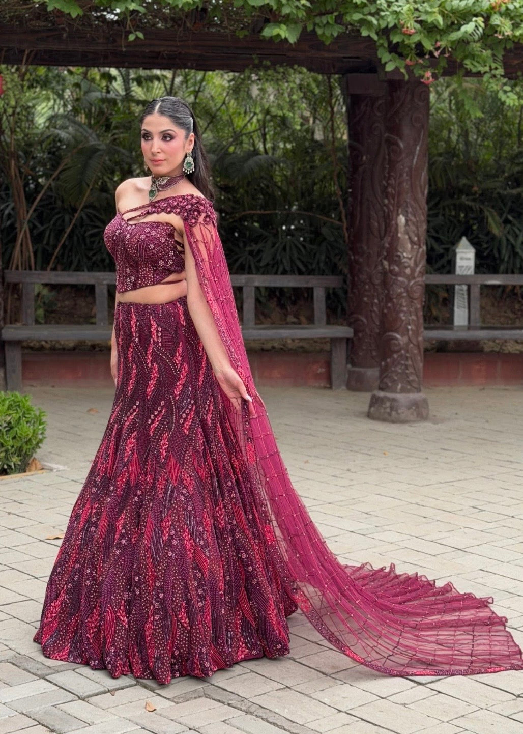 WINE CORSET LEHENGA