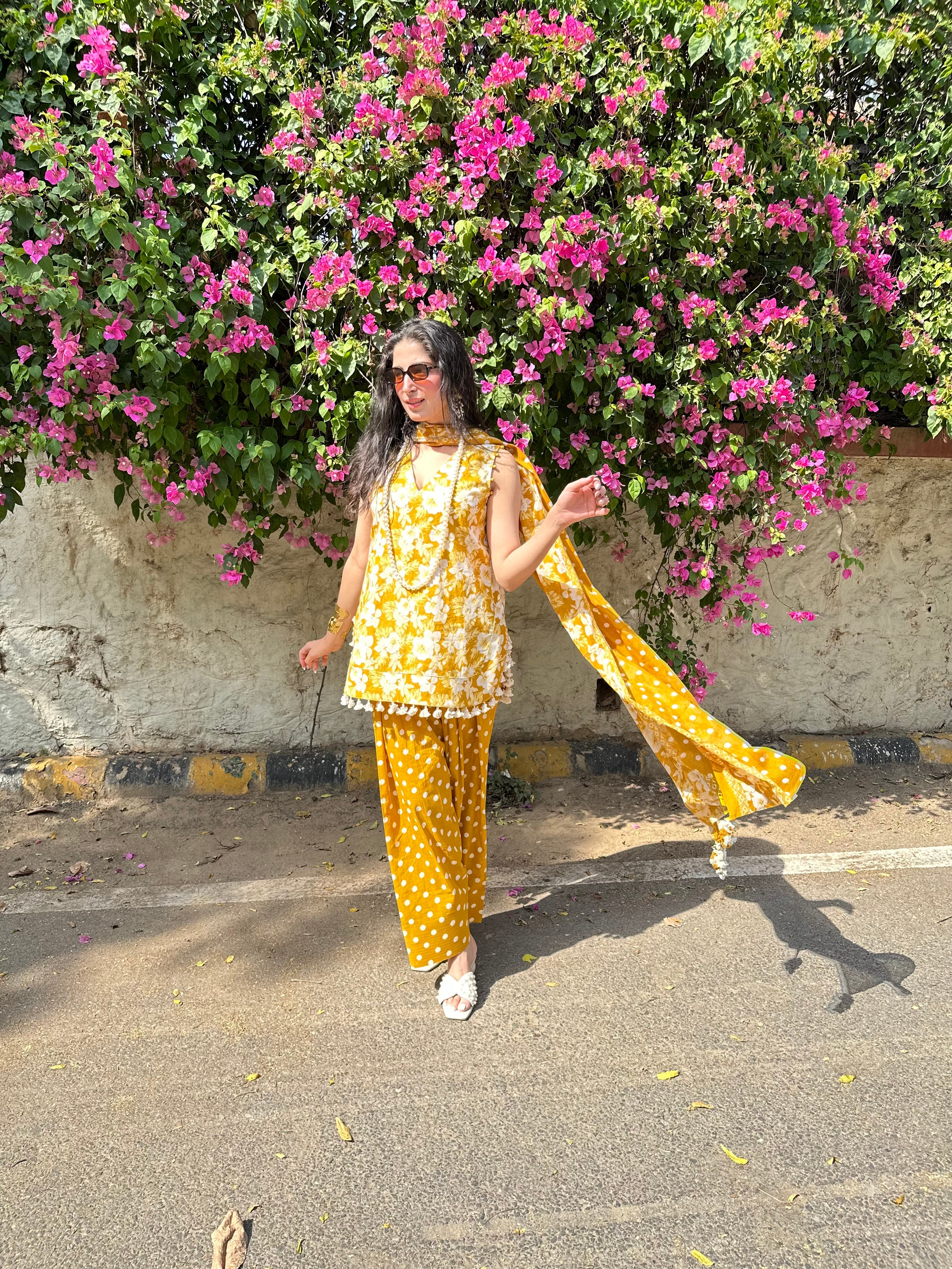 MUSTARD PRINTED SUIT