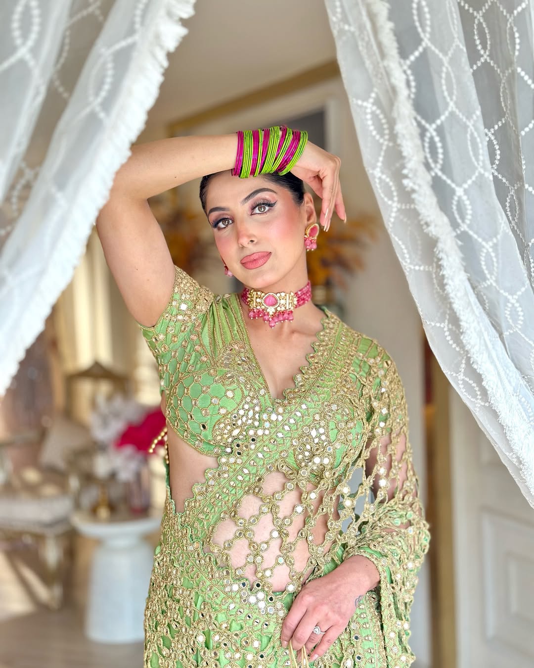 GREEN MIRROR SAREE
