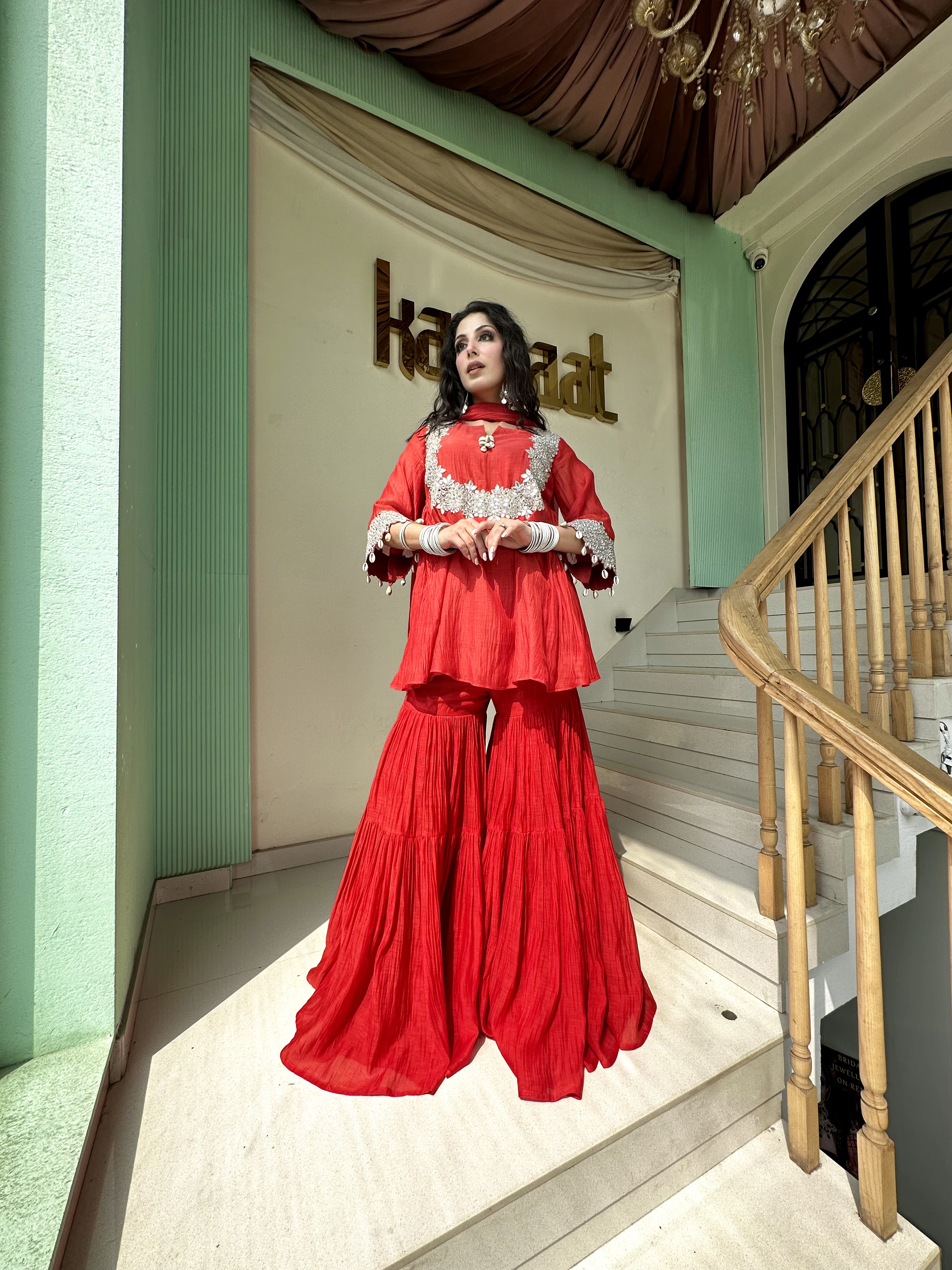 SCARLET RED GARARA SUIT