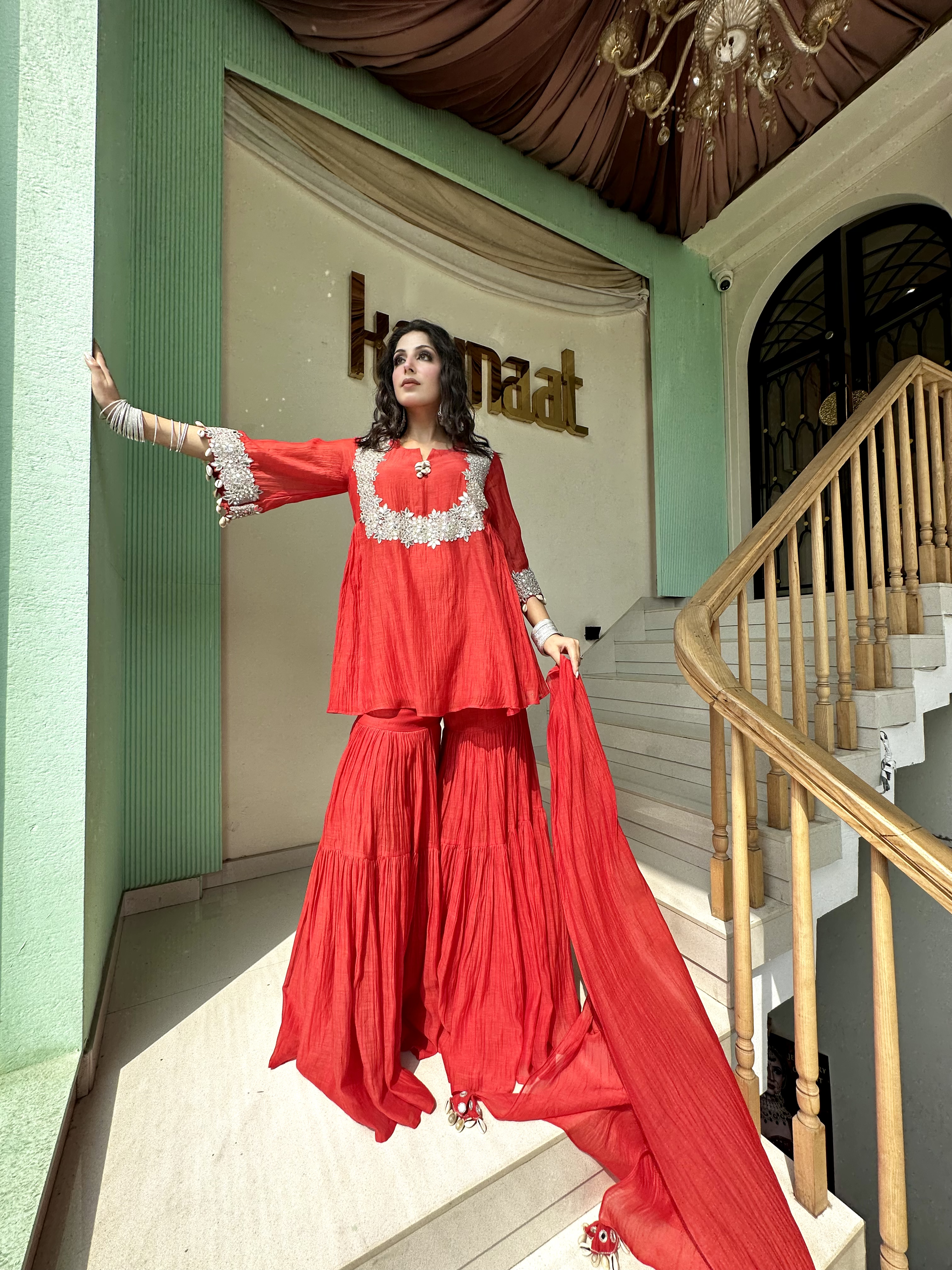 SCARLET RED GARARA SUIT