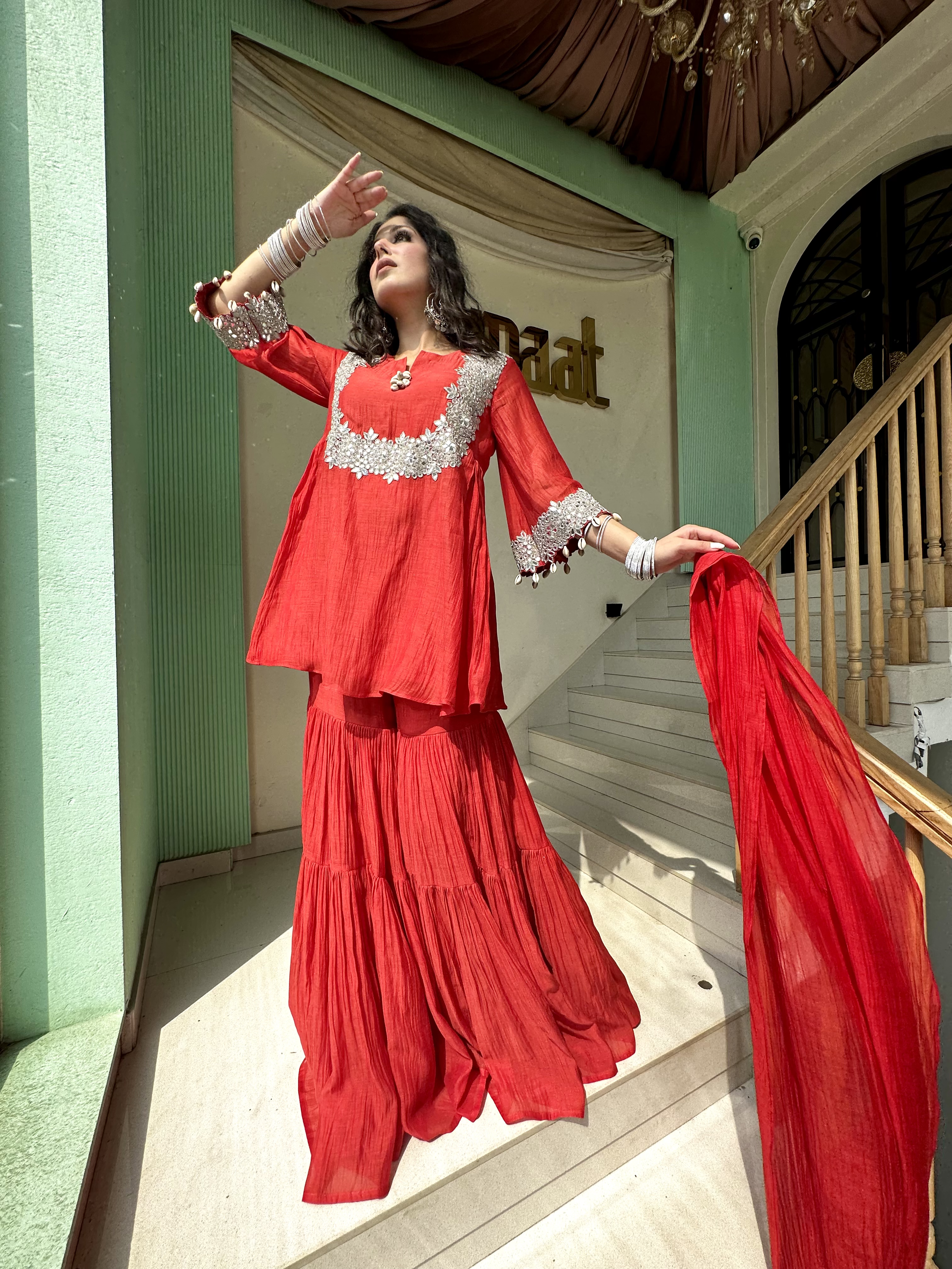 SCARLET RED GARARA SUIT