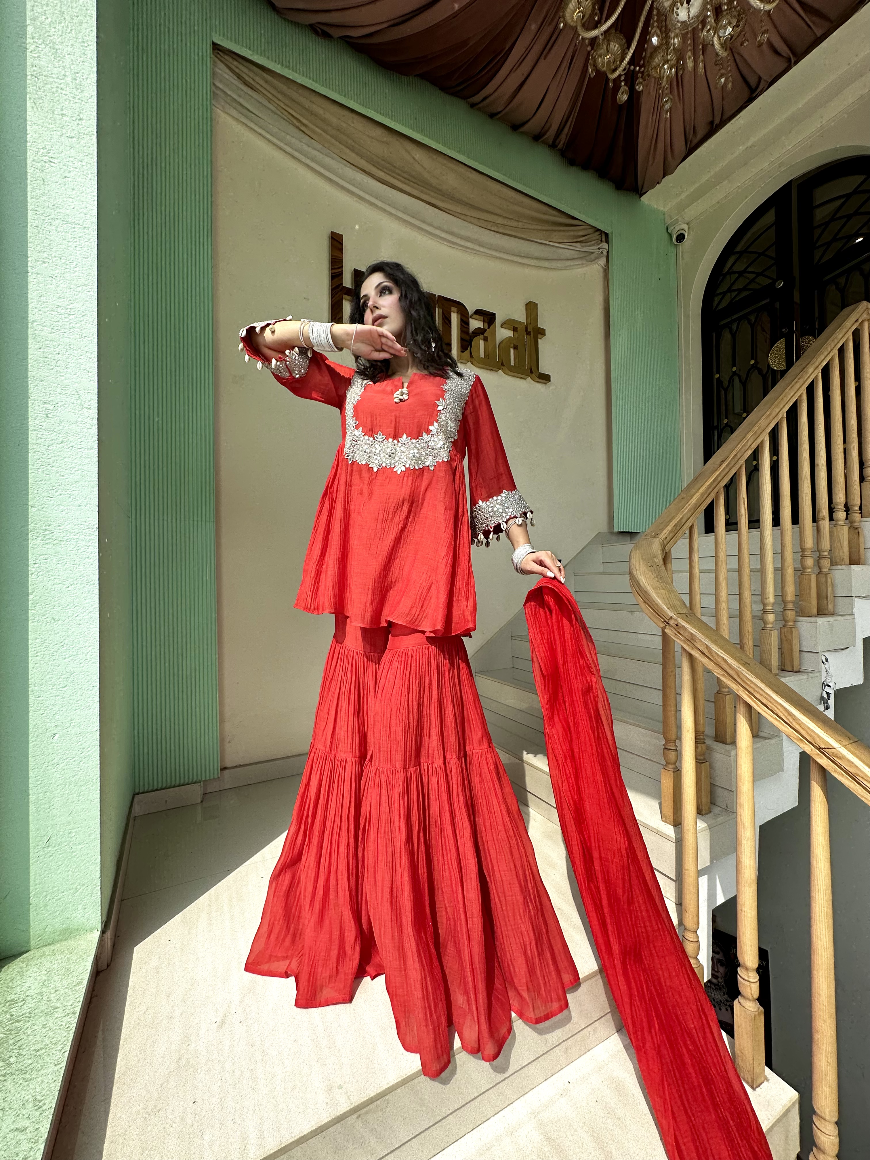 SCARLET RED GARARA SUIT