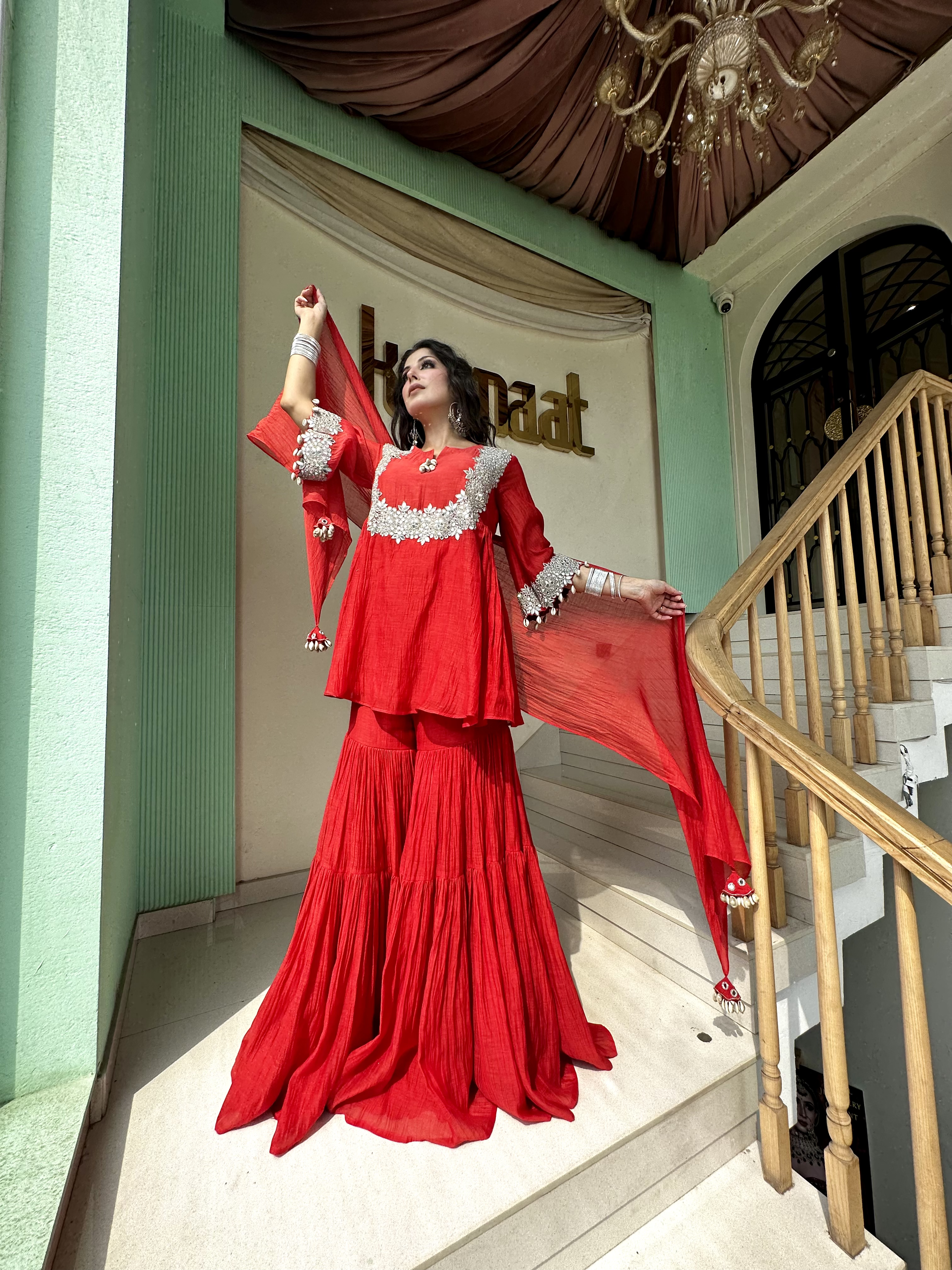 SCARLET RED GARARA SUIT