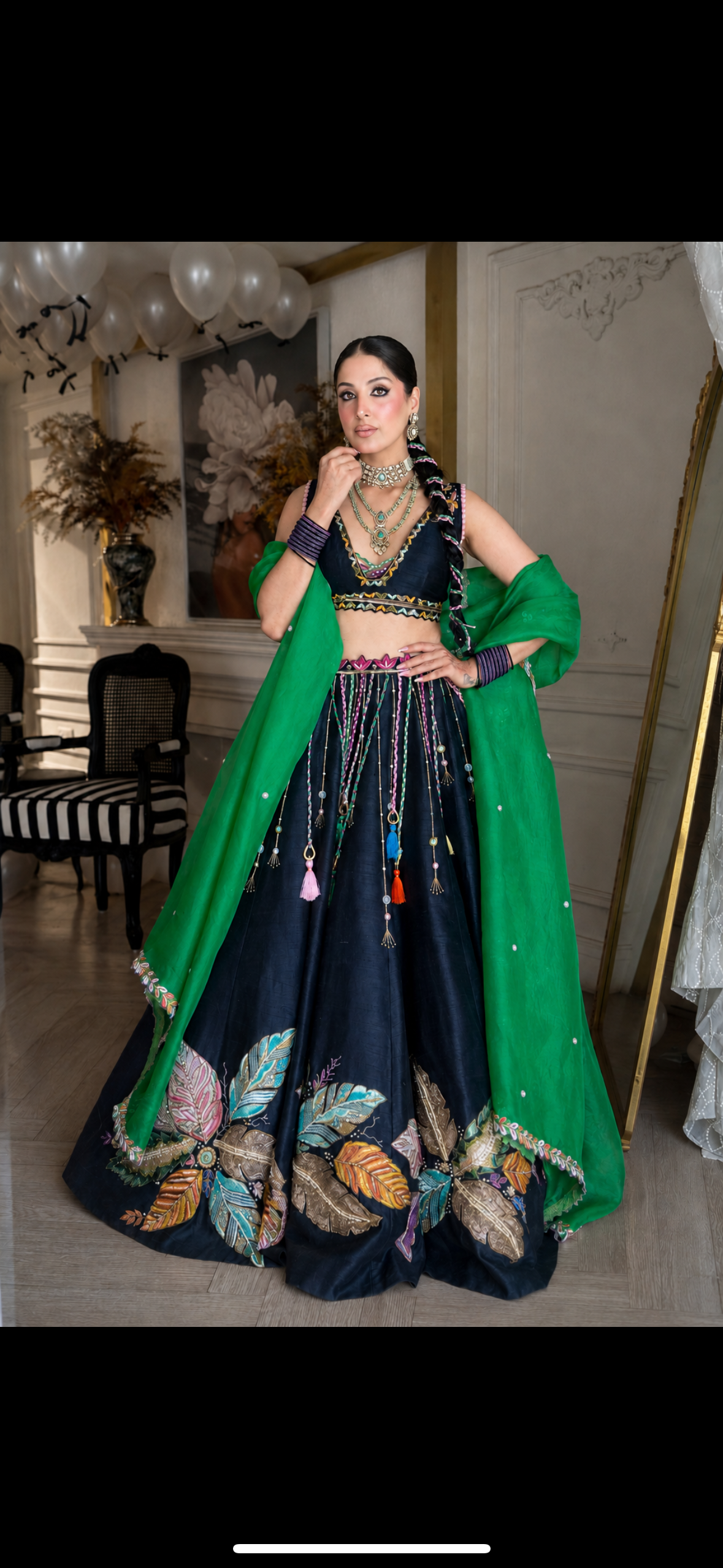 BLACK MULTI-COLOR LEHENGA