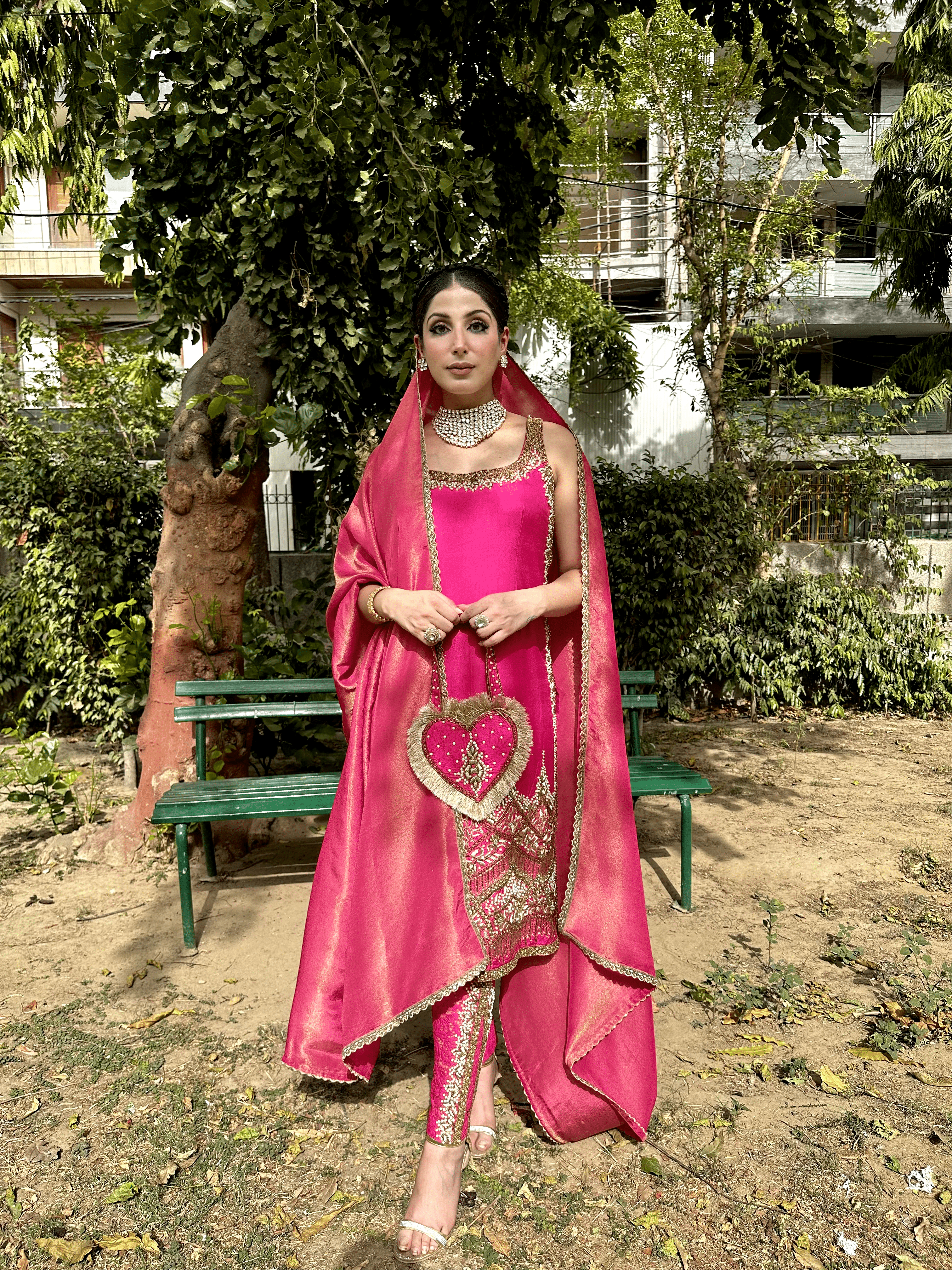 PINK KURTI WITH EMBROIDERY