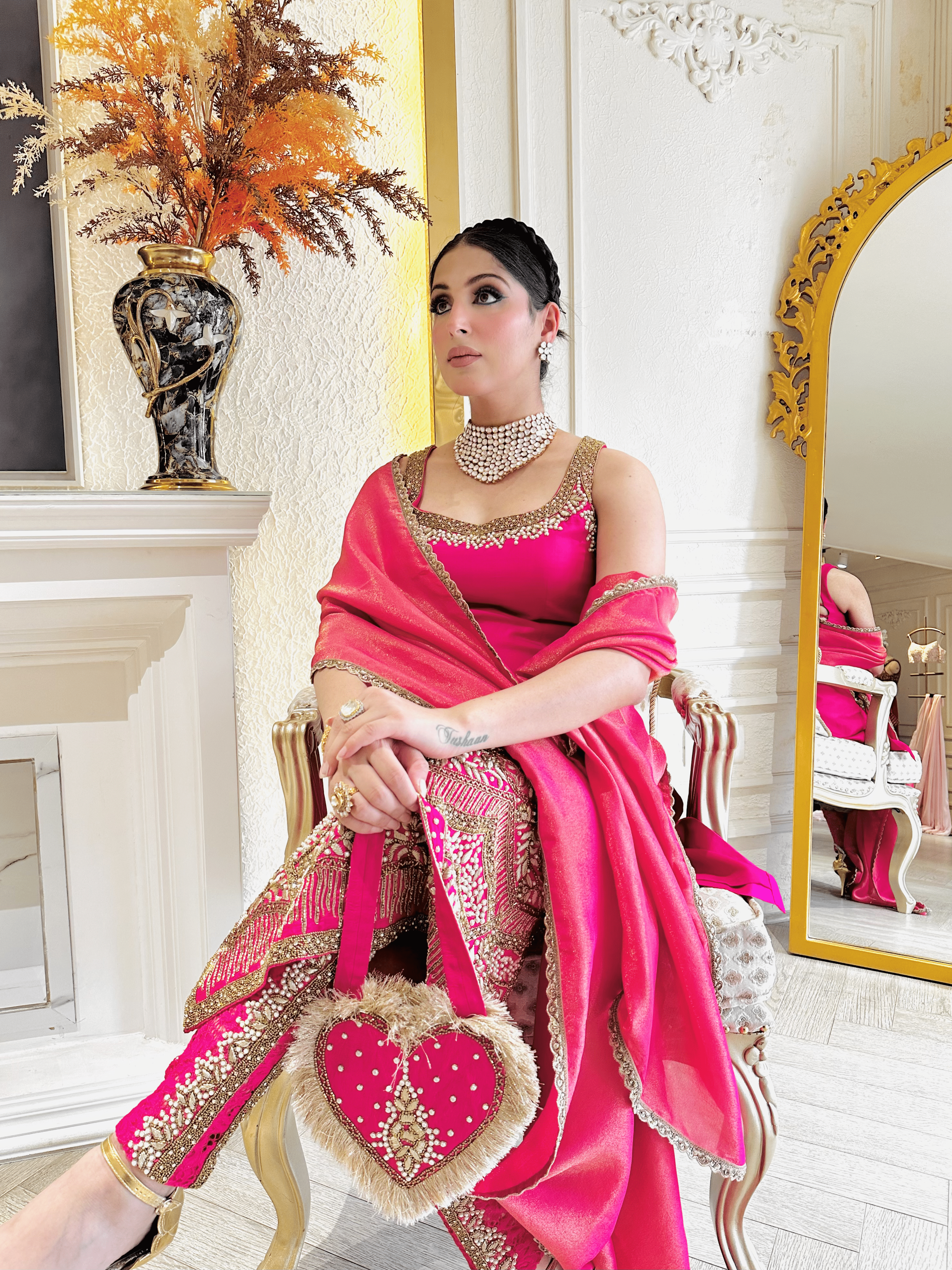 PINK KURTI WITH EMBROIDERY