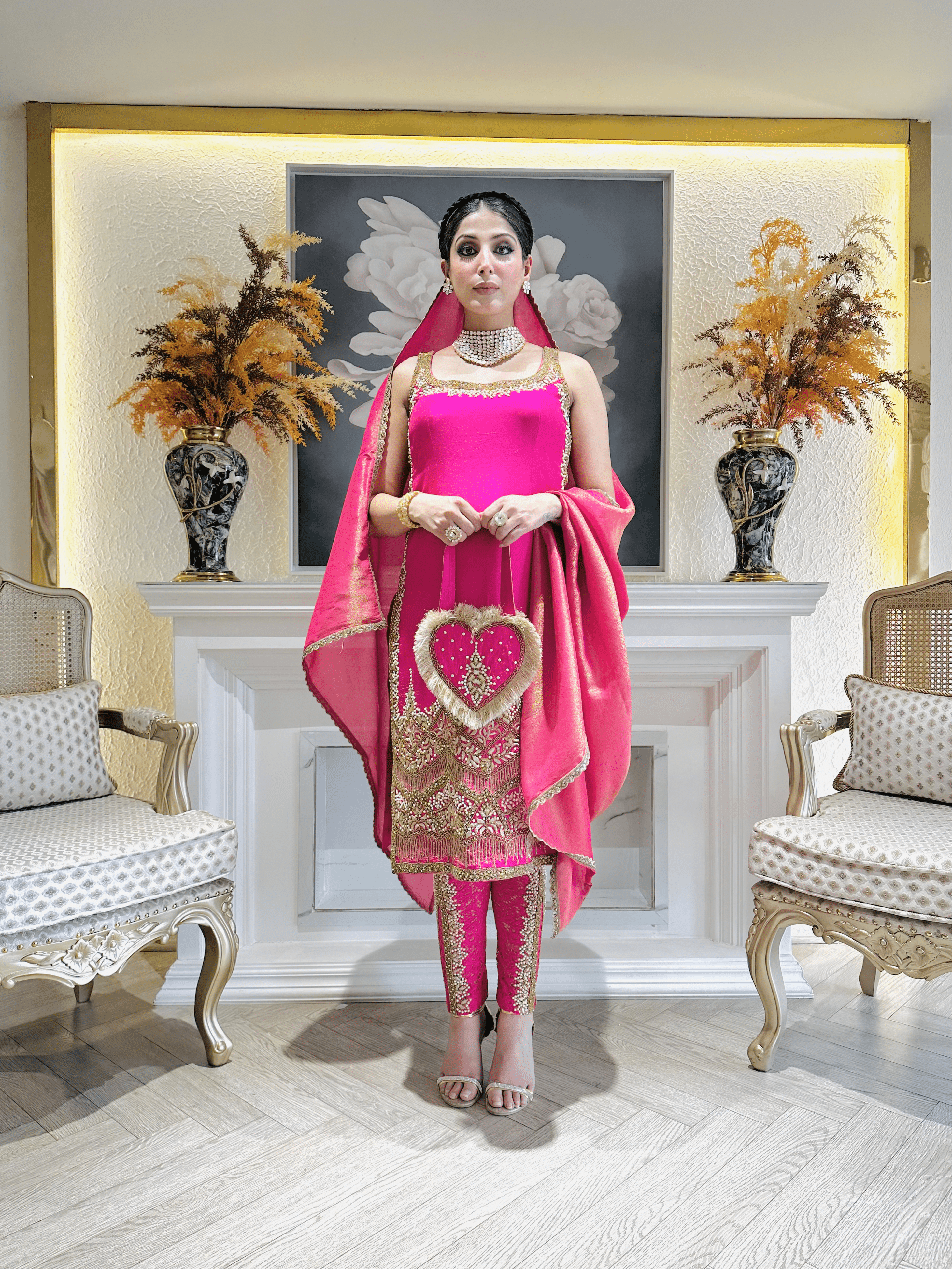 PINK KURTI WITH EMBROIDERY
