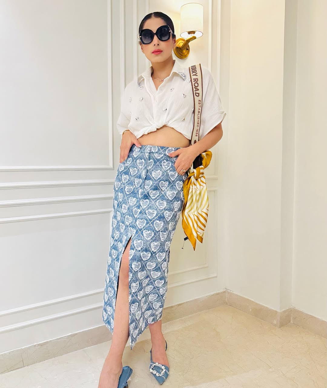 DENIM SKIRT WITH SHIRT