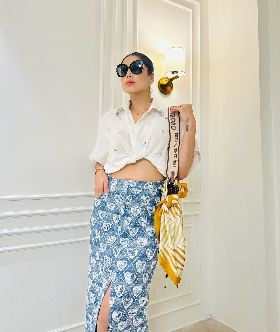 DENIM SKIRT WITH SHIRT