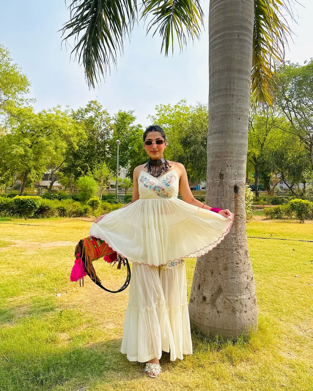 IVORY PEPLUM SHARARA SET