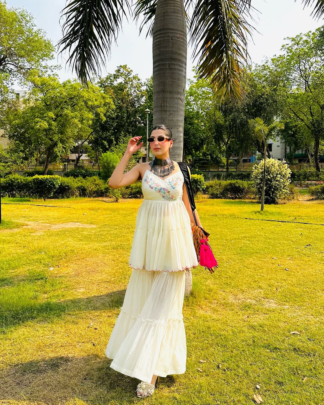 IVORY PEPLUM SHARARA SET