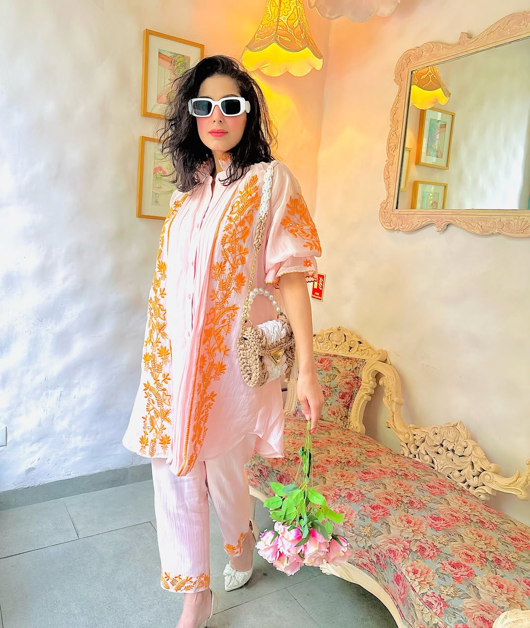 PINK INDO- WESTERN SET