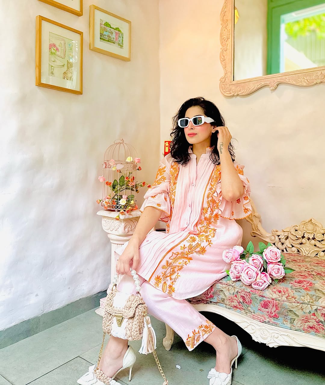 PINK INDO- WESTERN SET