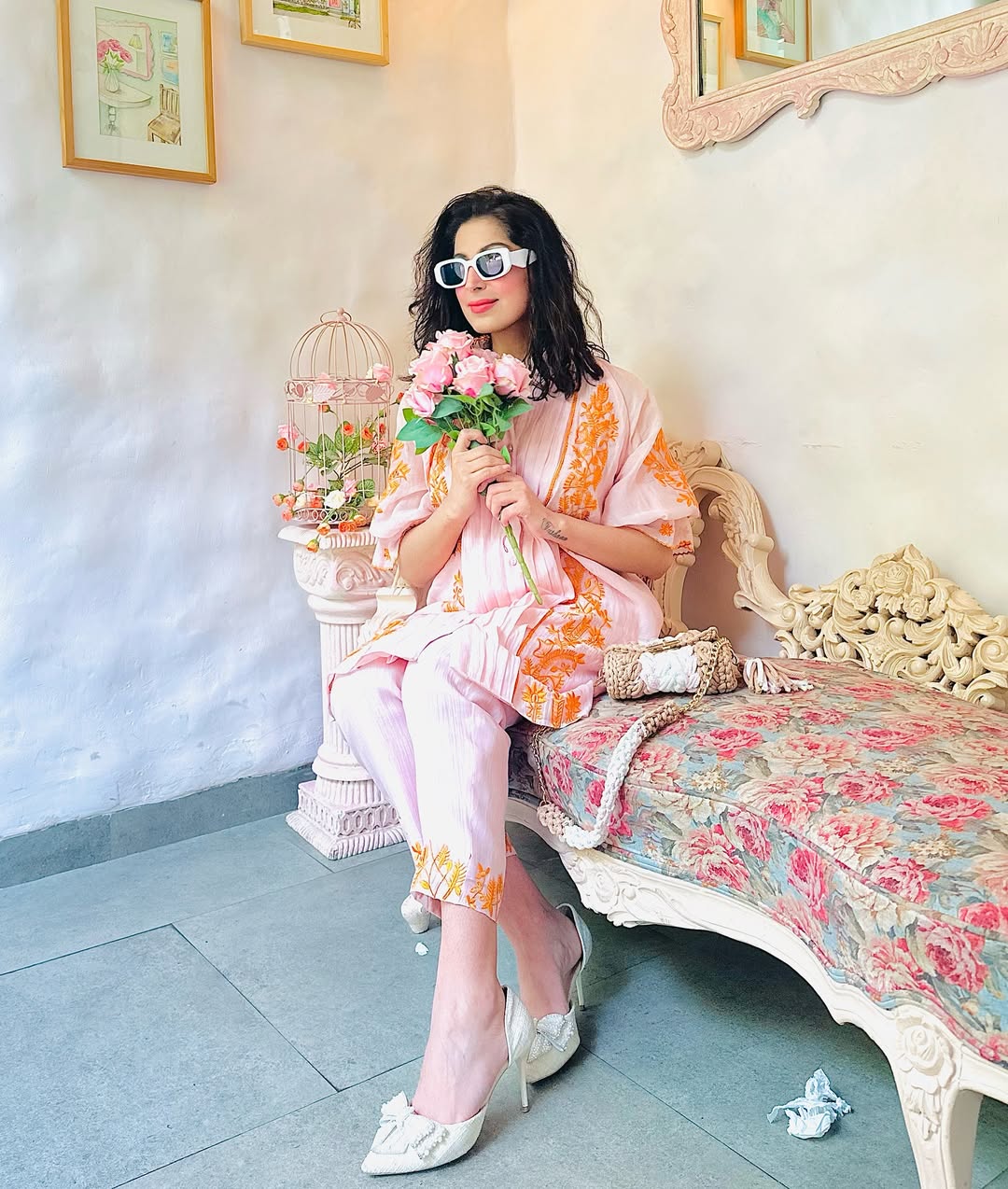PINK INDO- WESTERN SET