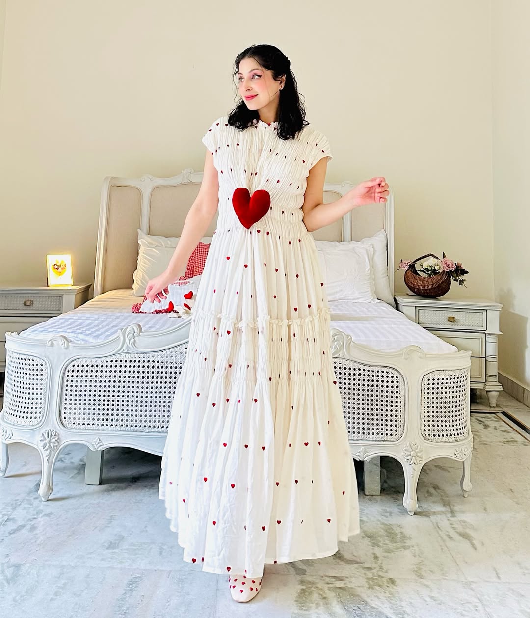 RED HEART IVORY DRESS