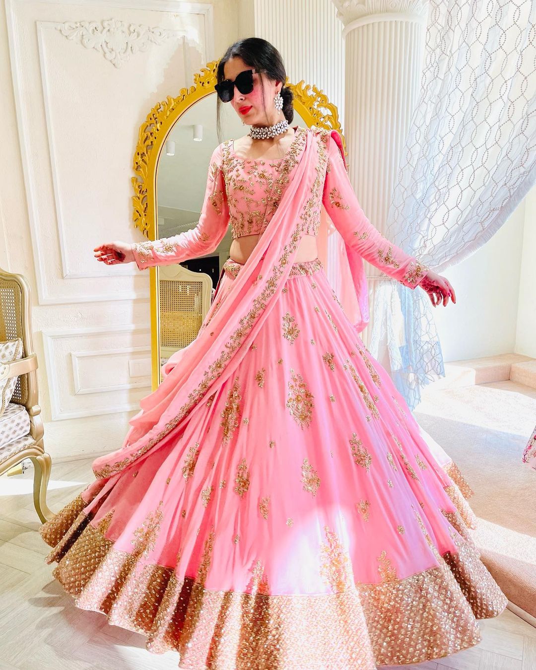 CAMEO PINK DESIGNED LEHENGA WITH HEAVY EMBROIDERY