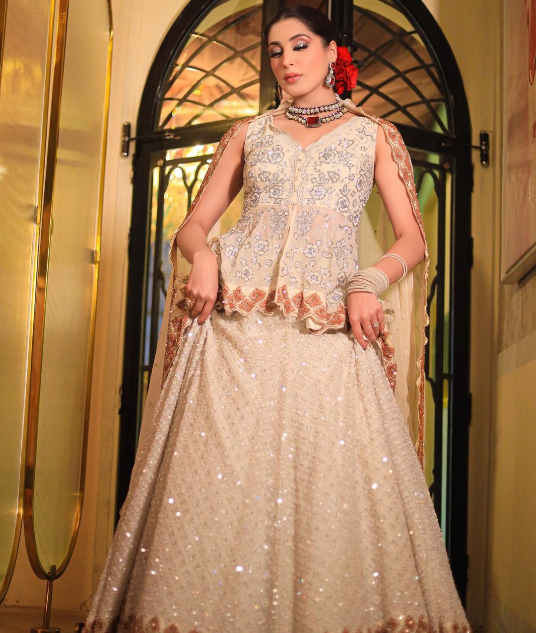 RAW UMBER PEPLUM DESIGNED LEHENGA