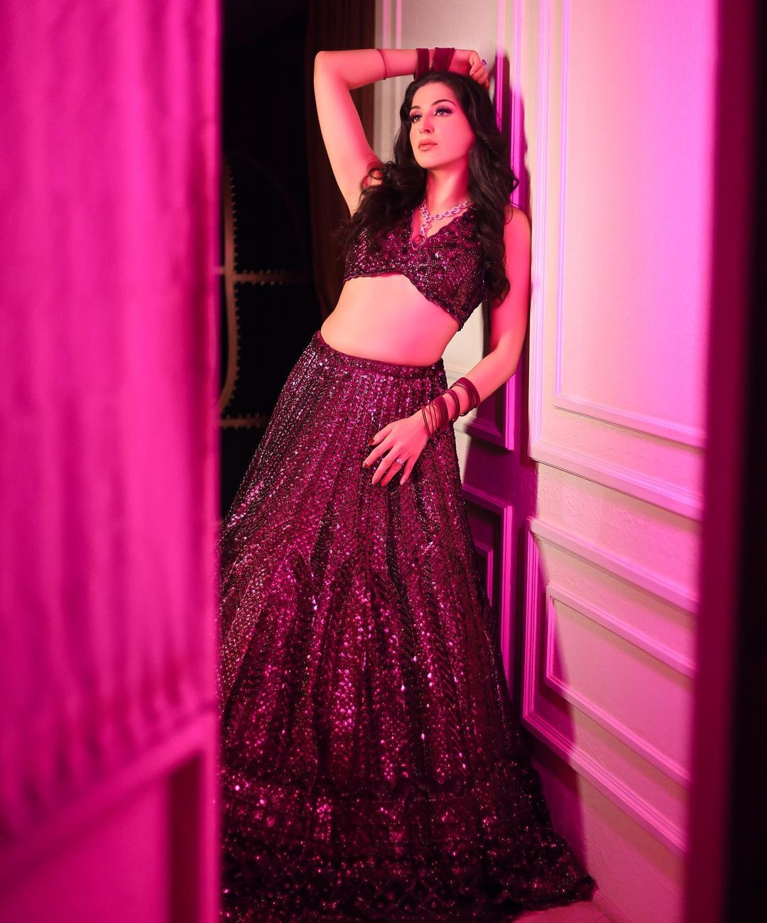 RICH MAROON DESIGNED LEHENGA WITH HEAVY EMBROIDERY