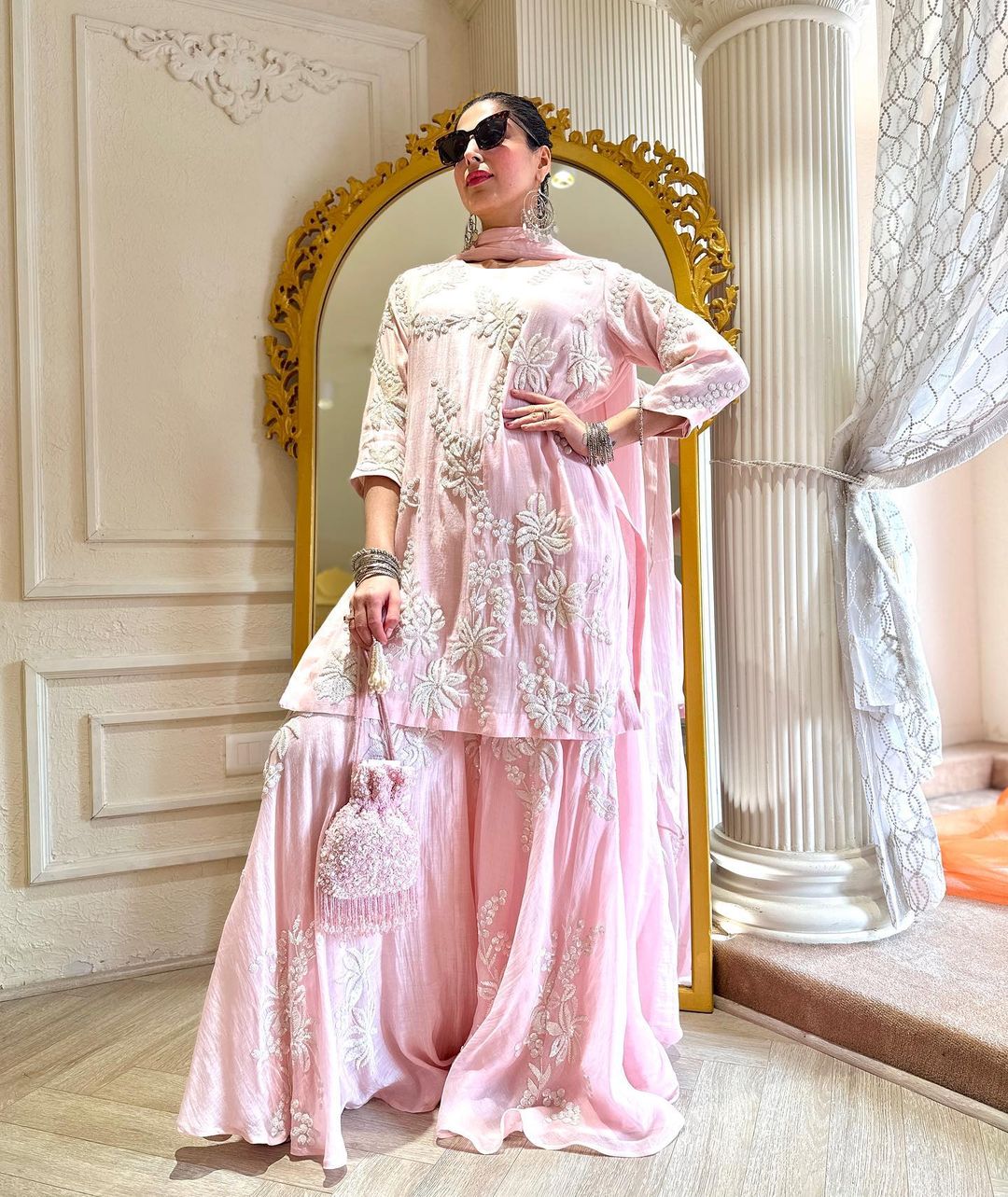 PINK COLOR KURTI WITH EMBROIDERY