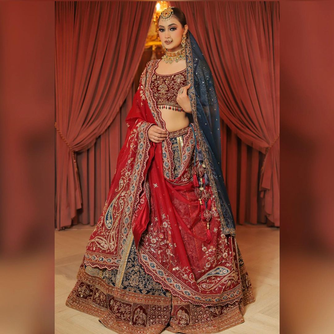 HEAVY EMBROIDERY RED COLOR LEHENGA