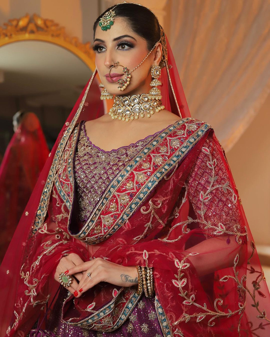 HEAVY EMBROIDERY RED BRIDAL LEHENGA